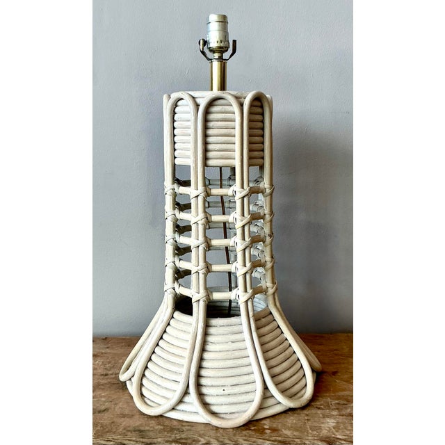 Vintage Boho Washed Pencil Reed Lamp - Side view