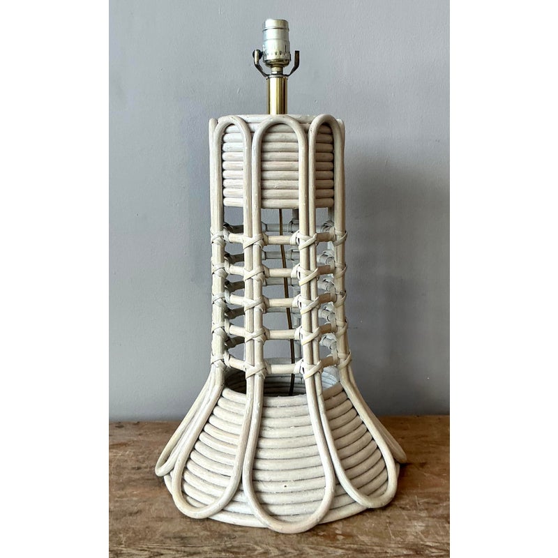 Vintage Boho Washed Pencil Reed Lamp - Back view