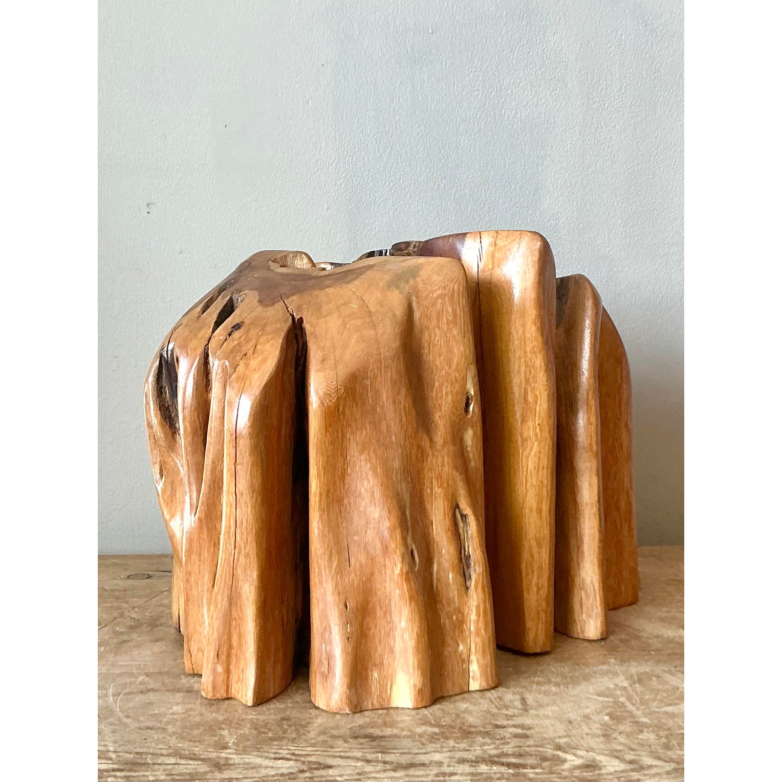 Vintage Boho Pecky Cypress Bookends - Set of 2 - Back view