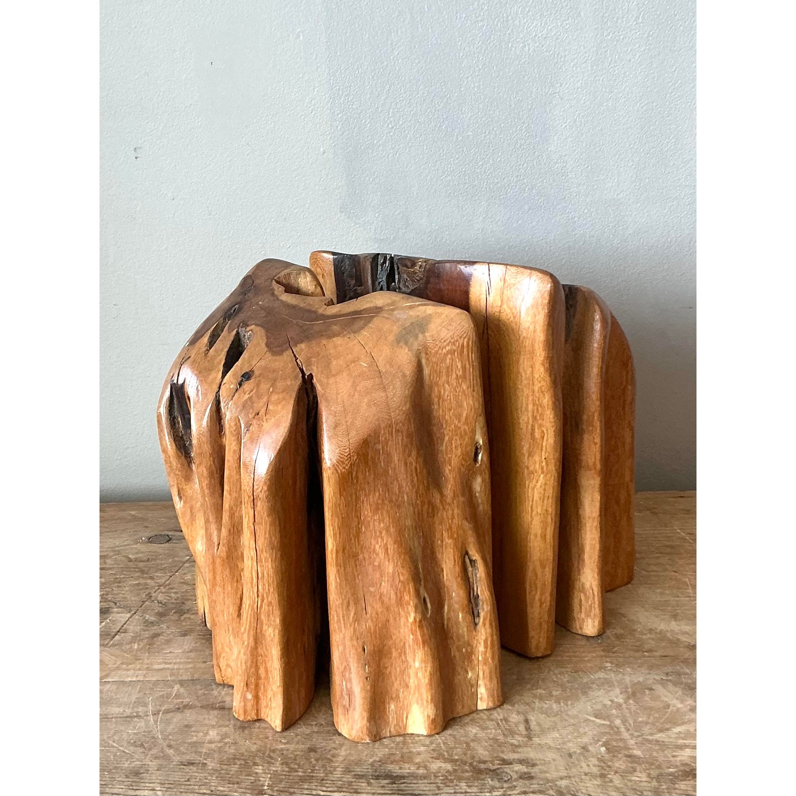 Vintage Boho Pecky Cypress Bookends - Set of 2 - Detail view