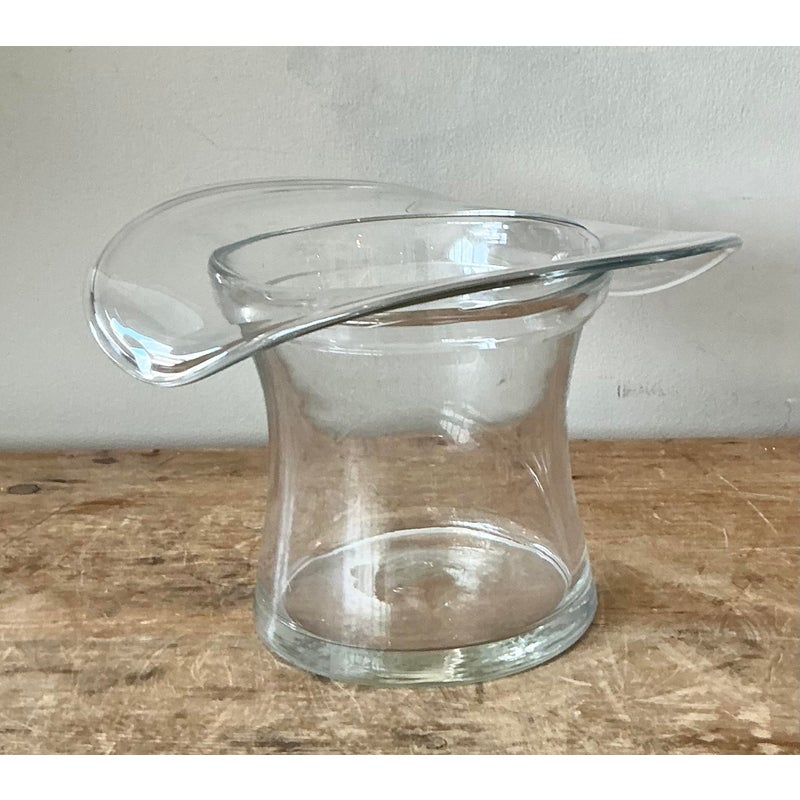 Vintage Boho Blenko Glass Top Hat Ice Bucket - Top view