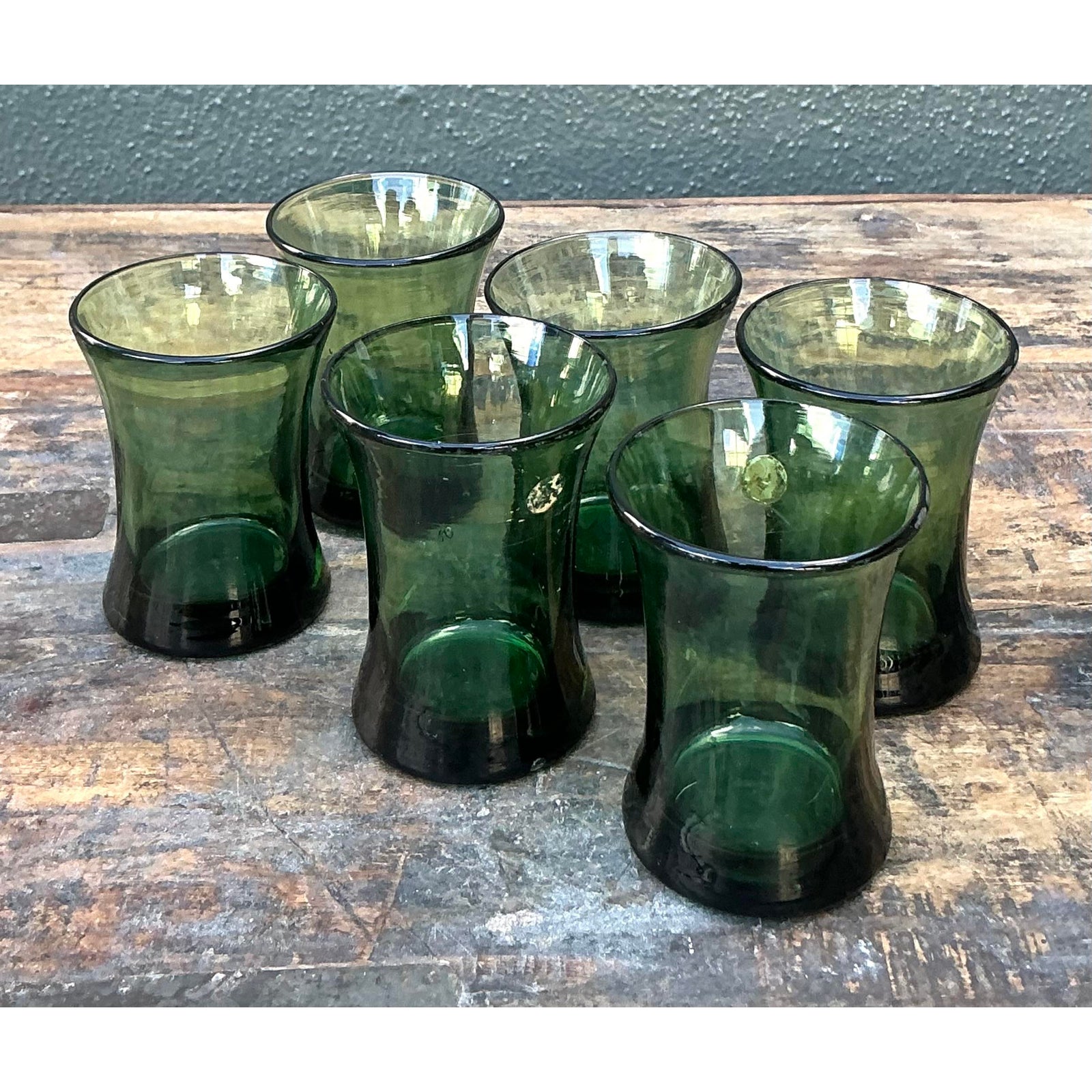 Vintage Italian Rustic Glass Shot Glasses - Set of 6 - Detail view