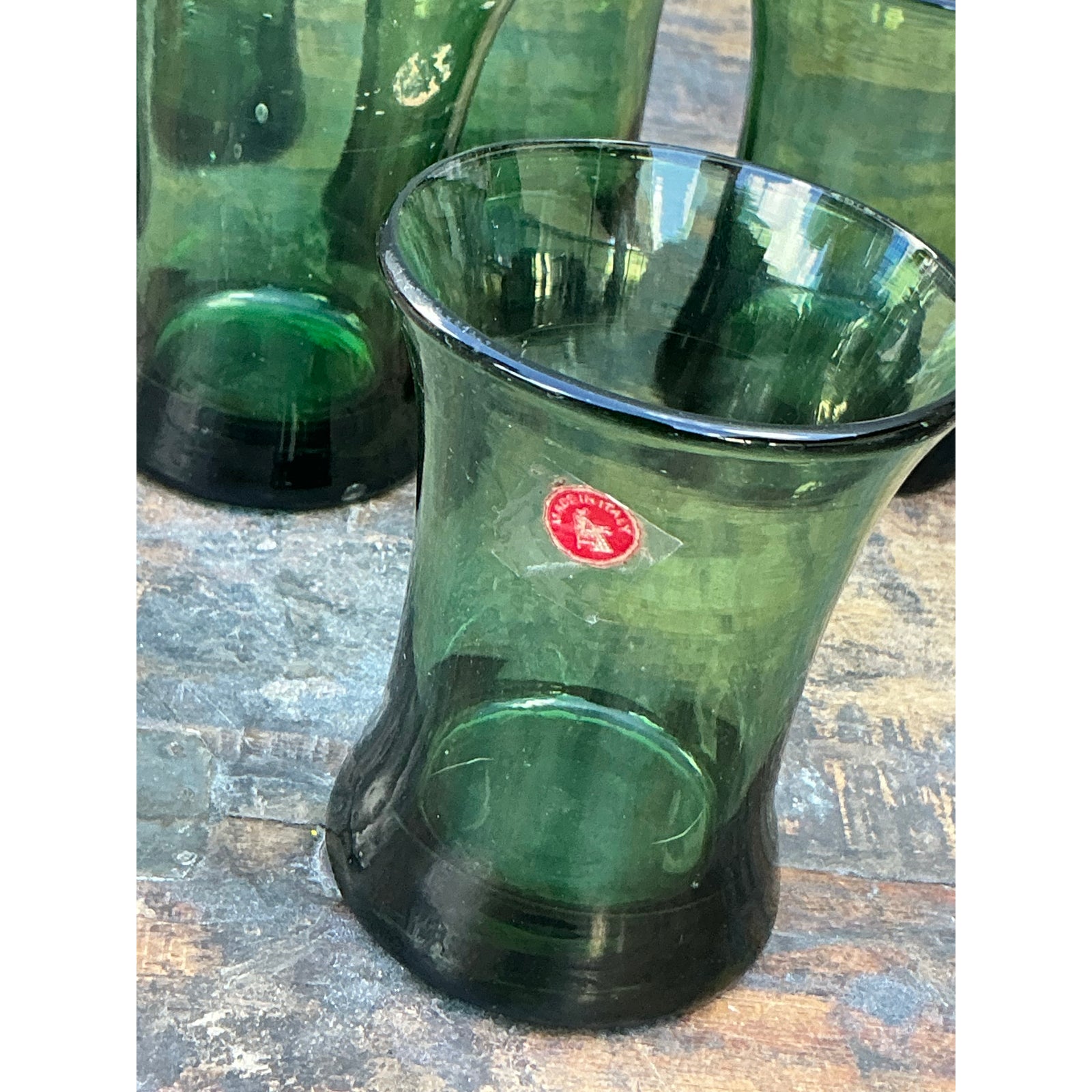 Vintage Italian Rustic Glass Shot Glasses - Set of 6 - Top view