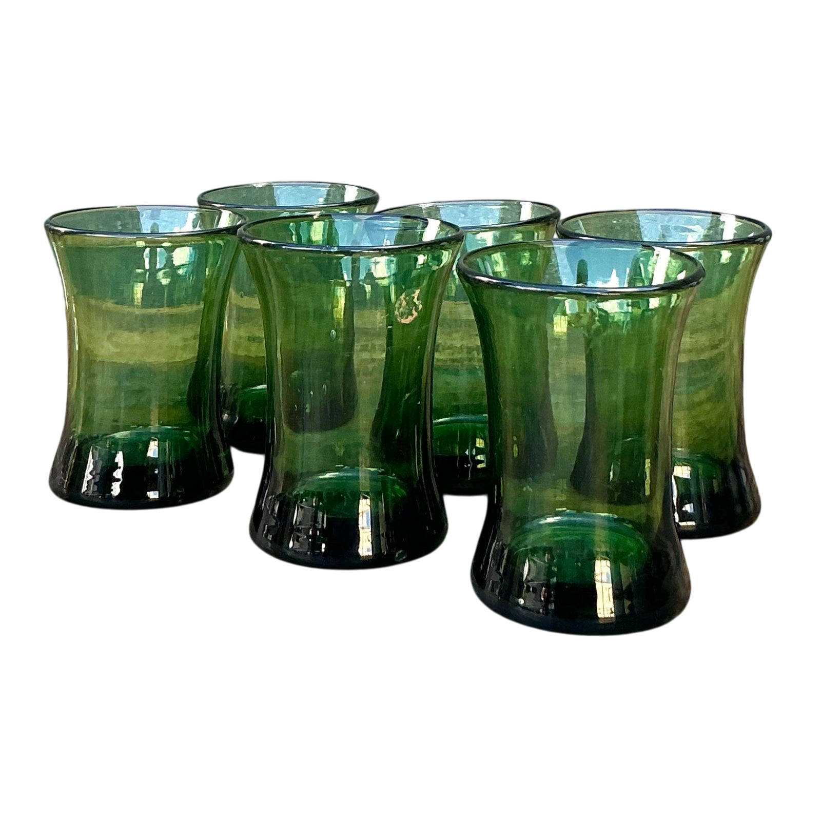 Vintage Italian Rustic Glass Shot Glasses - Set of 6