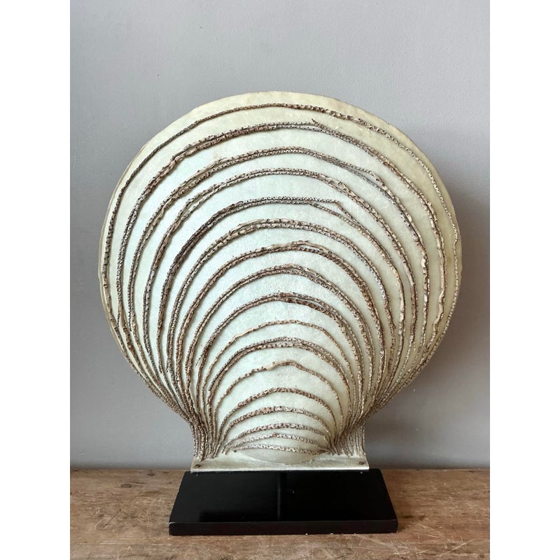 Vintage Boho Parchment Clamshell Lamp - Detail view