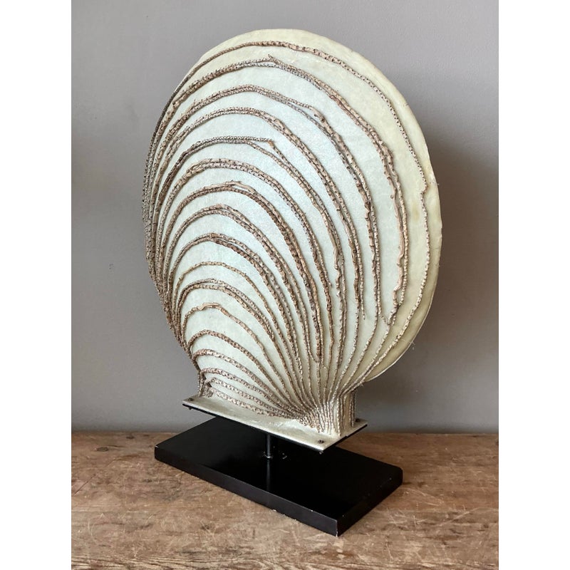 Vintage Boho Parchment Clamshell Lamp - Back view