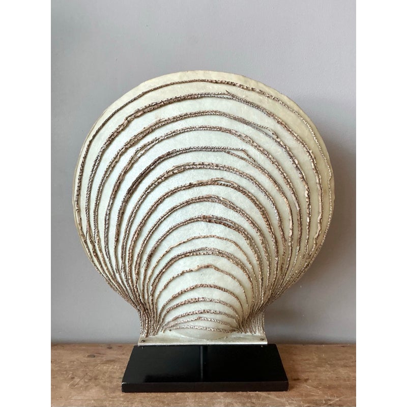 Vintage Boho Parchment Clamshell Lamp - Top view