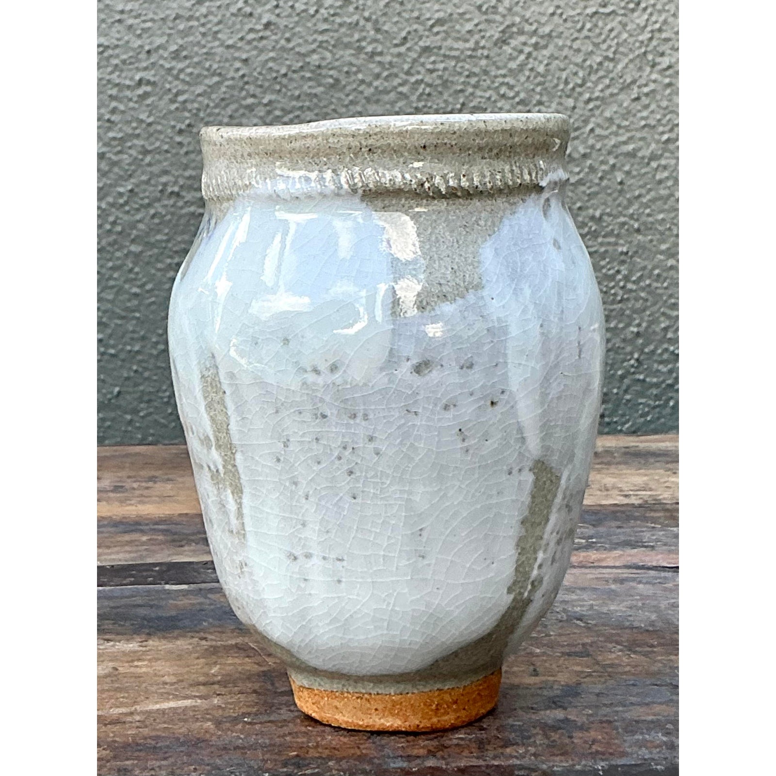 Vintage Boho Original Studio Pottery Small Vase - Back view