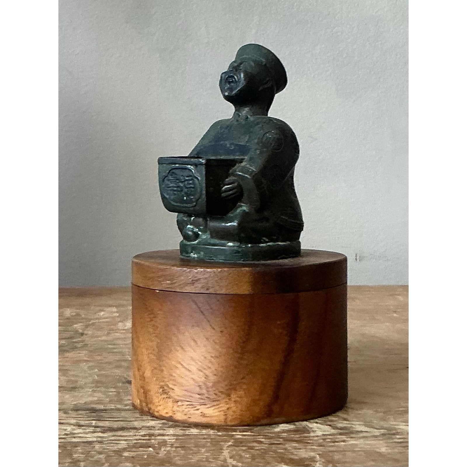 Vintage Asian Cast Character Sliding Box - Detail view