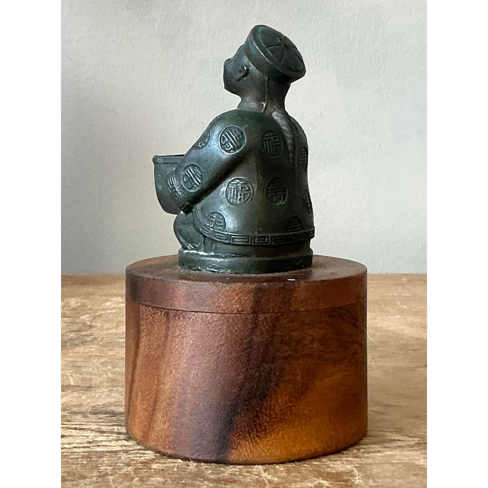 Vintage Asian Cast Character Sliding Box - Back view
