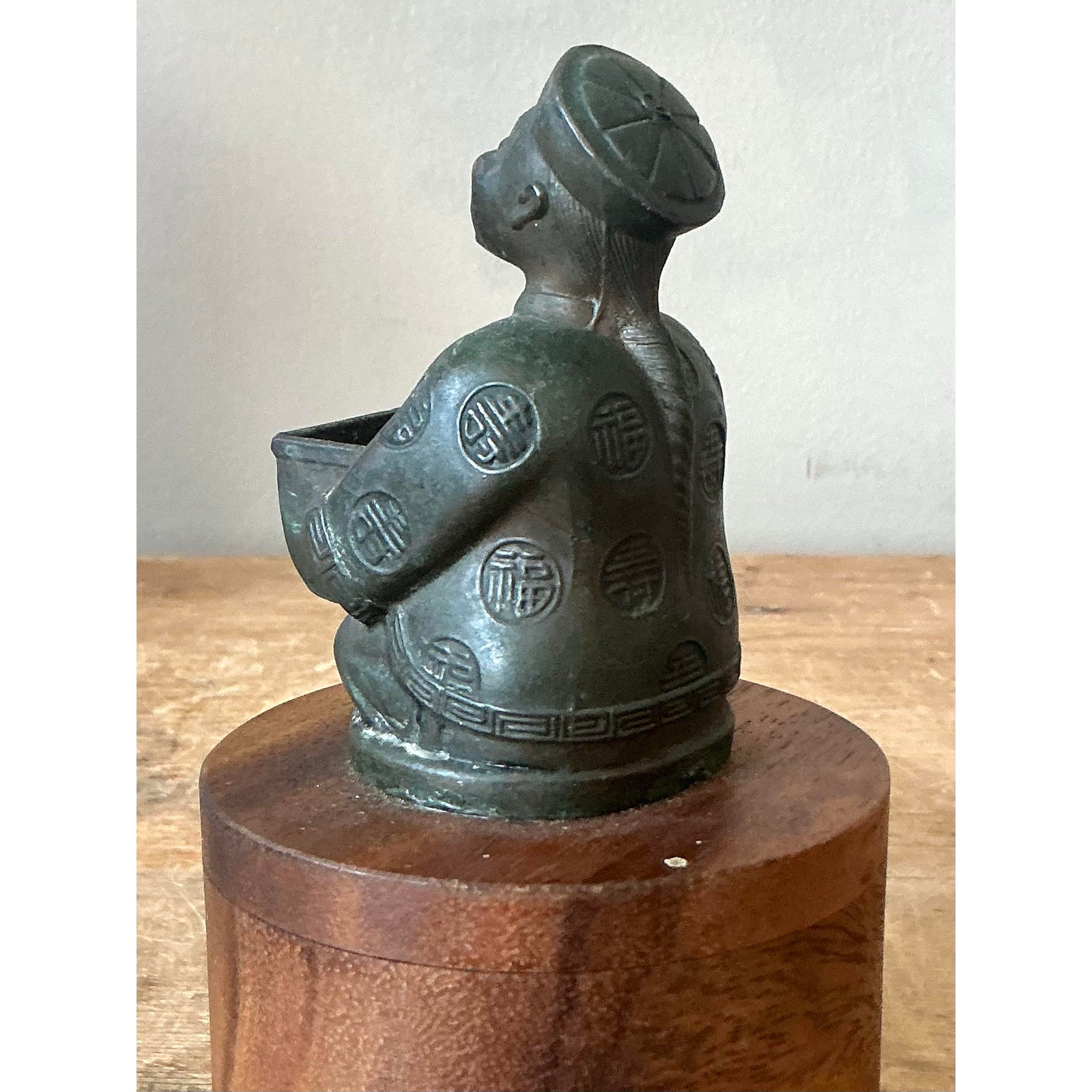 Vintage Asian Cast Character Sliding Box - Top view