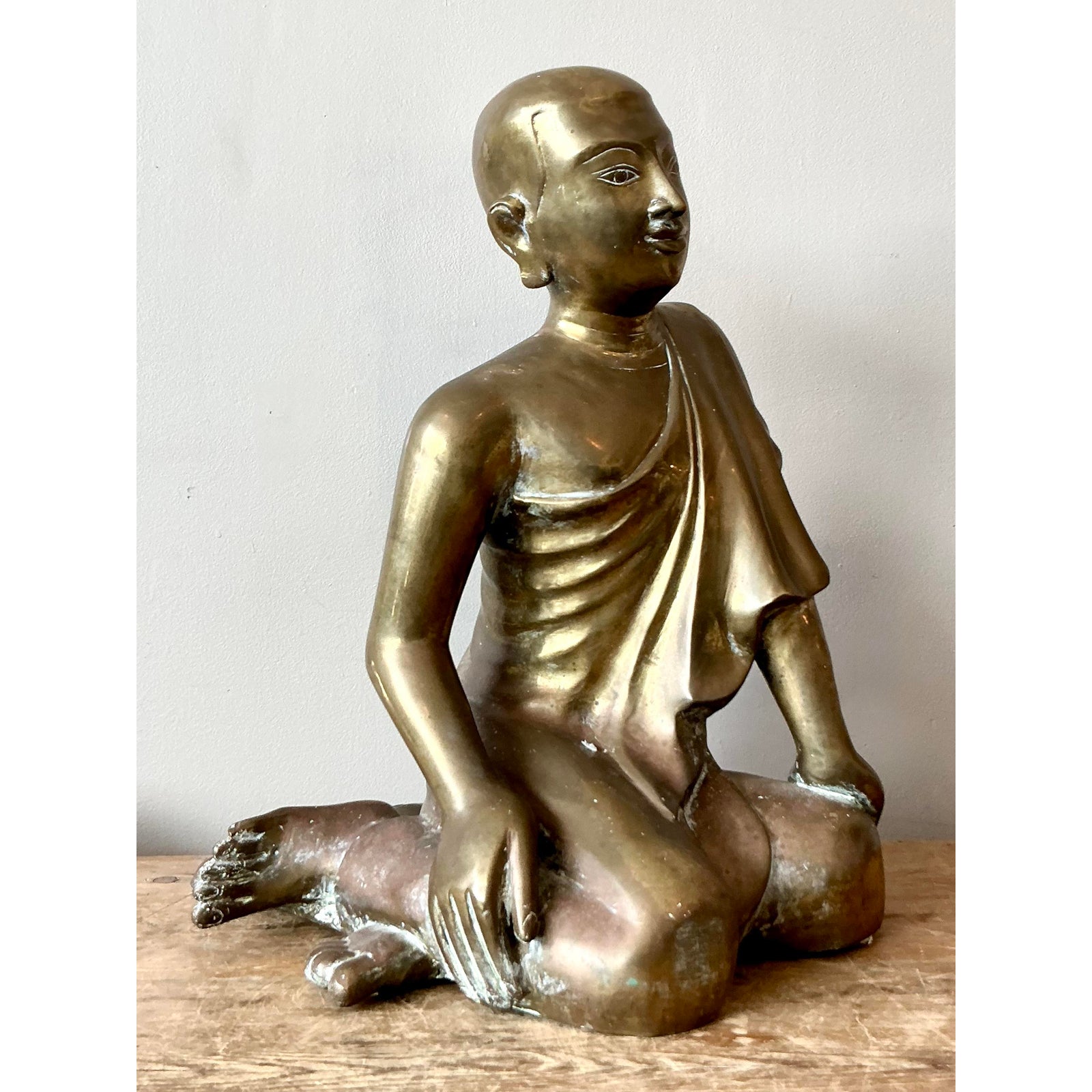 Vintage Boho Brass Seated Buddha - Back view