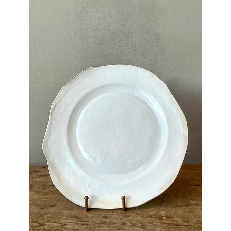 Vintage Boho Slab Built Studio Pottery Platter - Side view