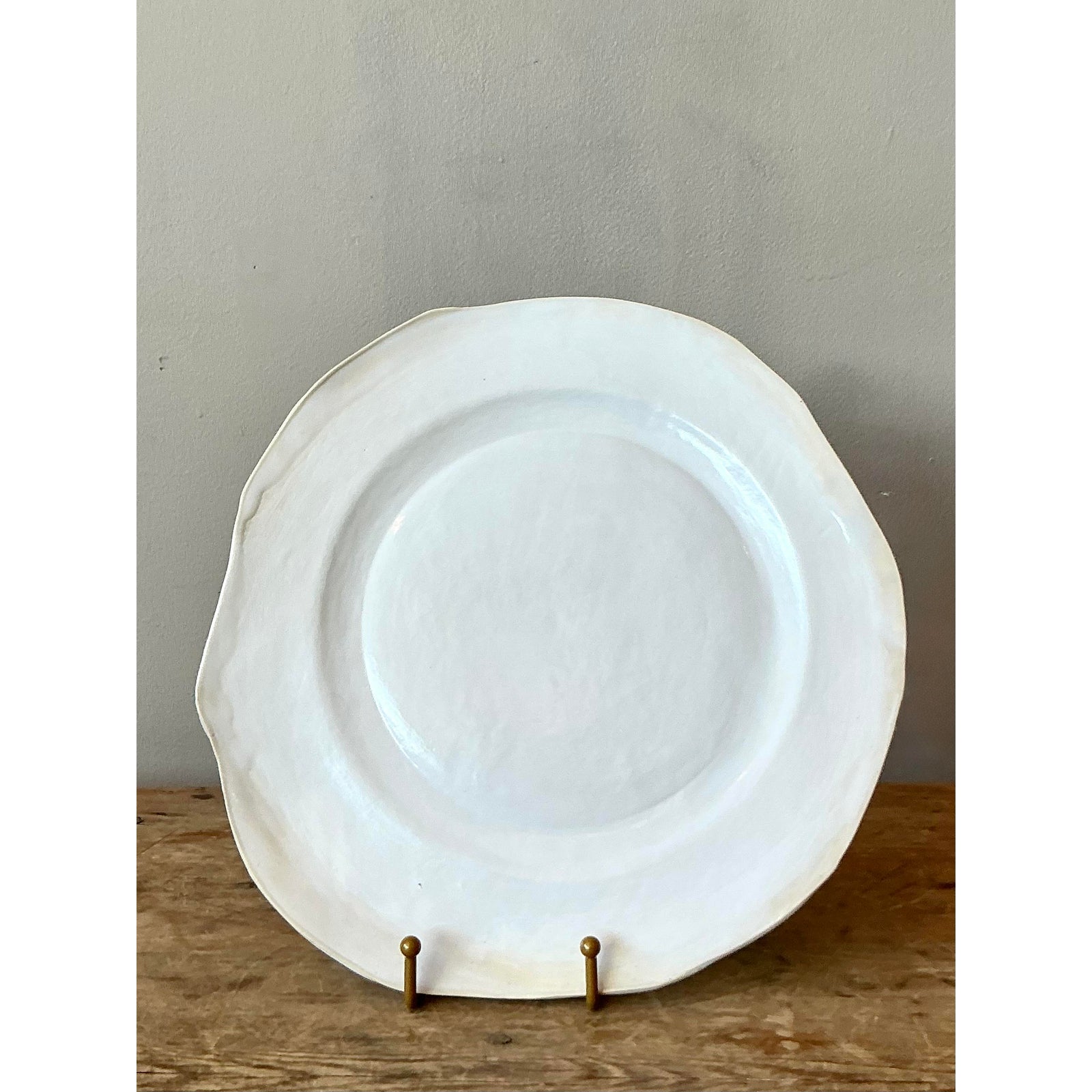 Vintage Boho Slab Built Studio Pottery Platter - Back view