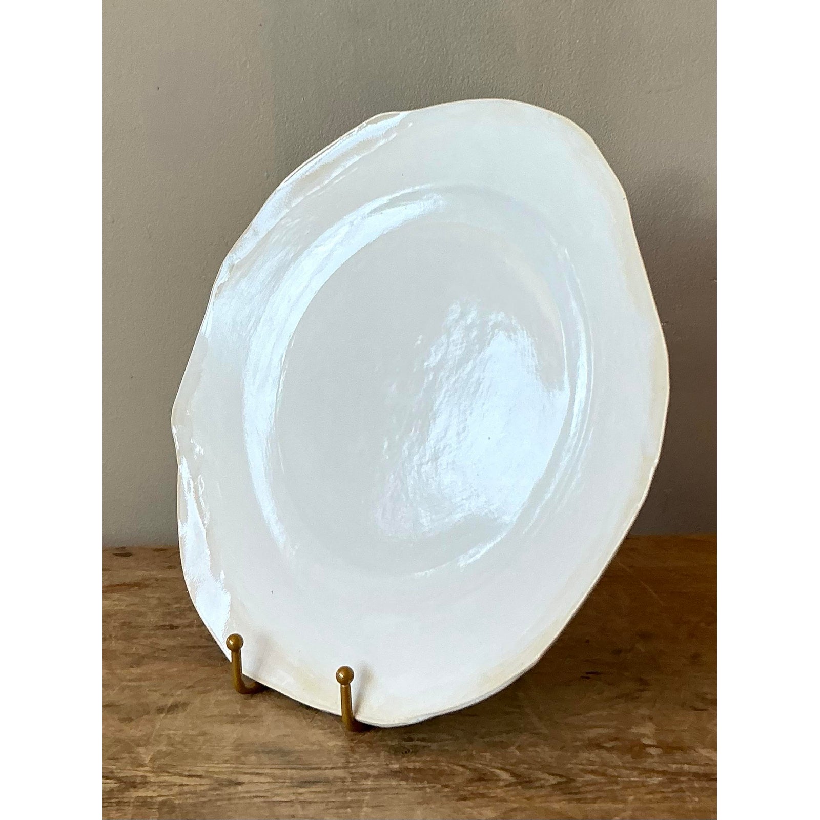 Vintage Boho Slab Built Studio Pottery Platter - Top view