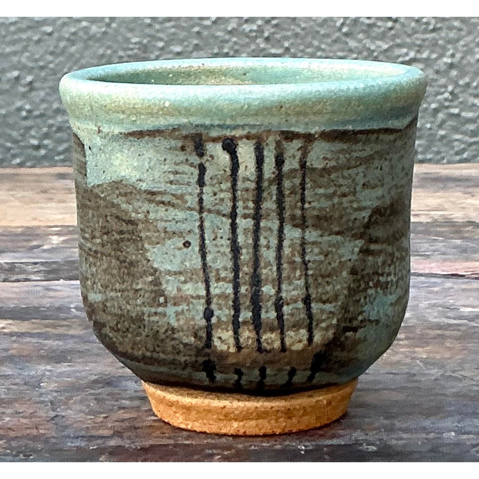 Vintage Boho Original Studio Pottery Small Vase - Top view