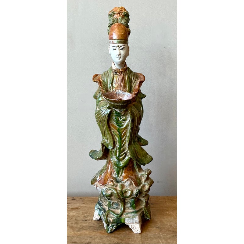 Vintage Asian Painted Ceramic Character - Detail view
