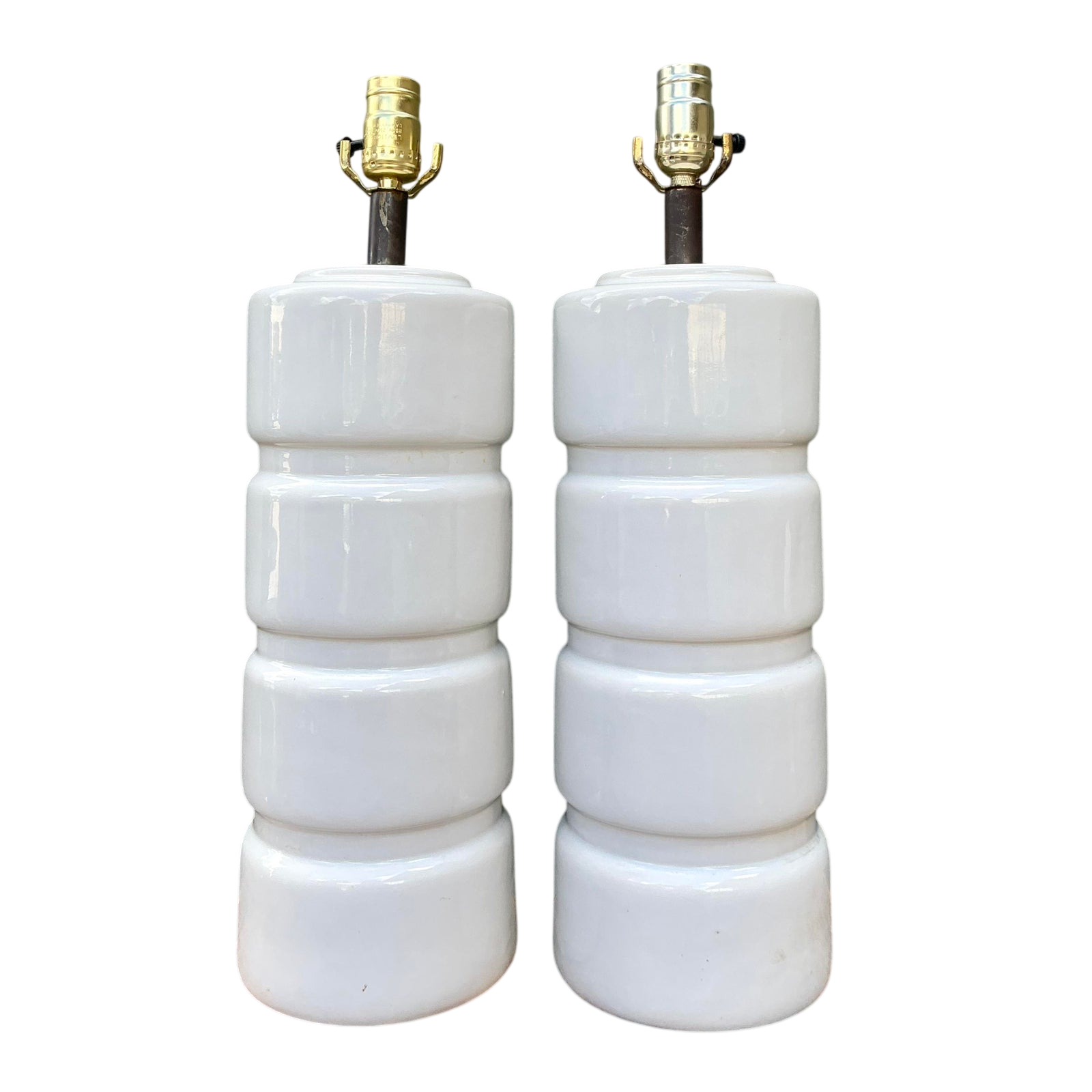 Vintage MCM Glazed Ceramic Lamps - A Pair