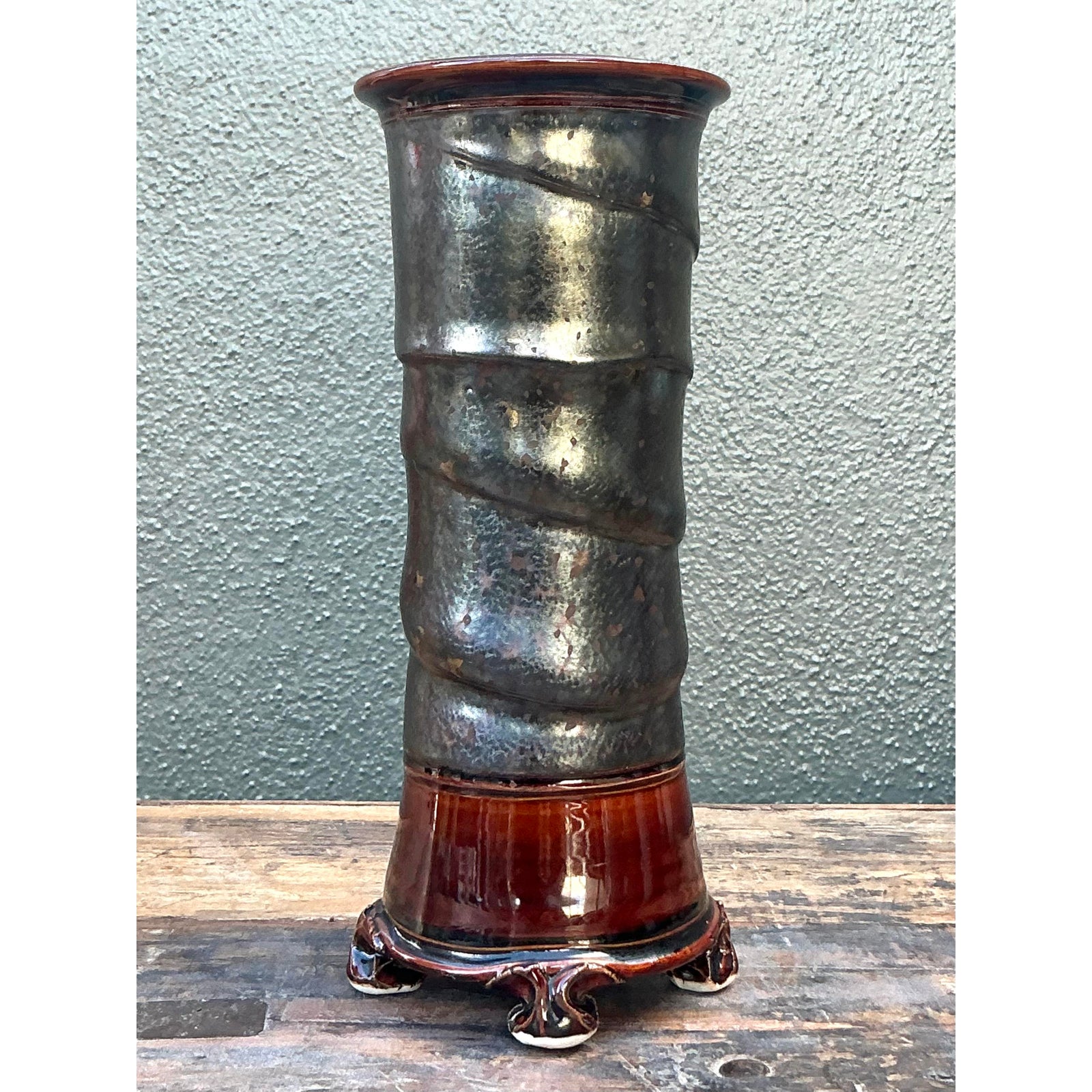 Vintage Boho Original Studio Pottery Vase - Back view