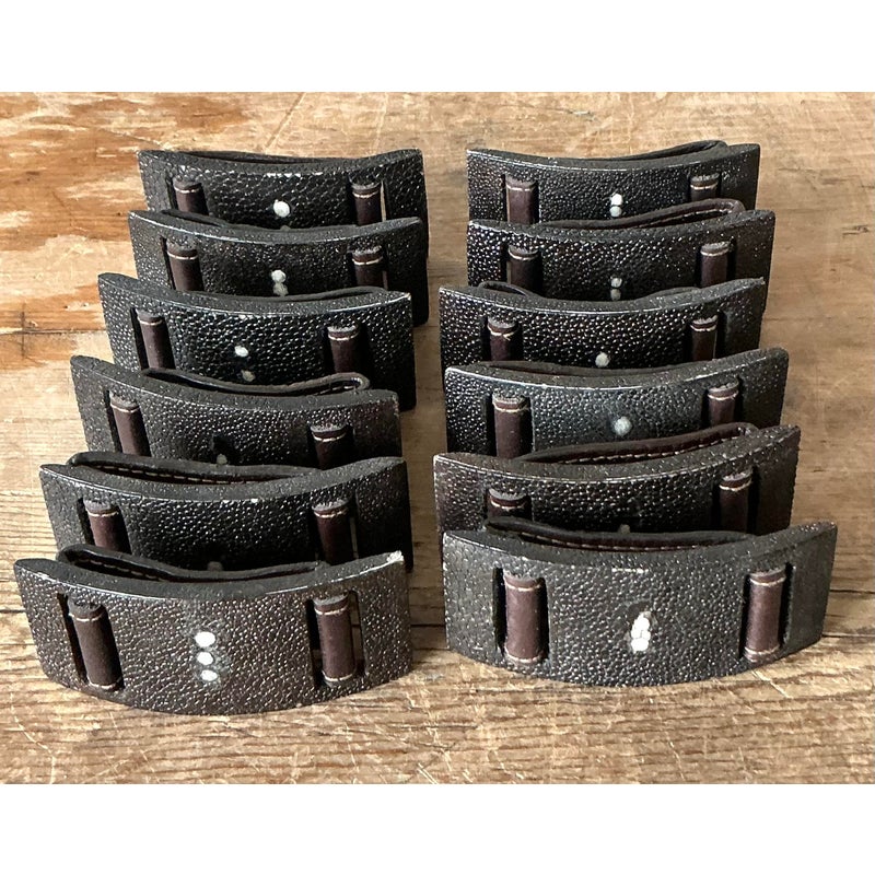 Vintage Boho Shagreen Napkin Rings - Set of 12 - Back view