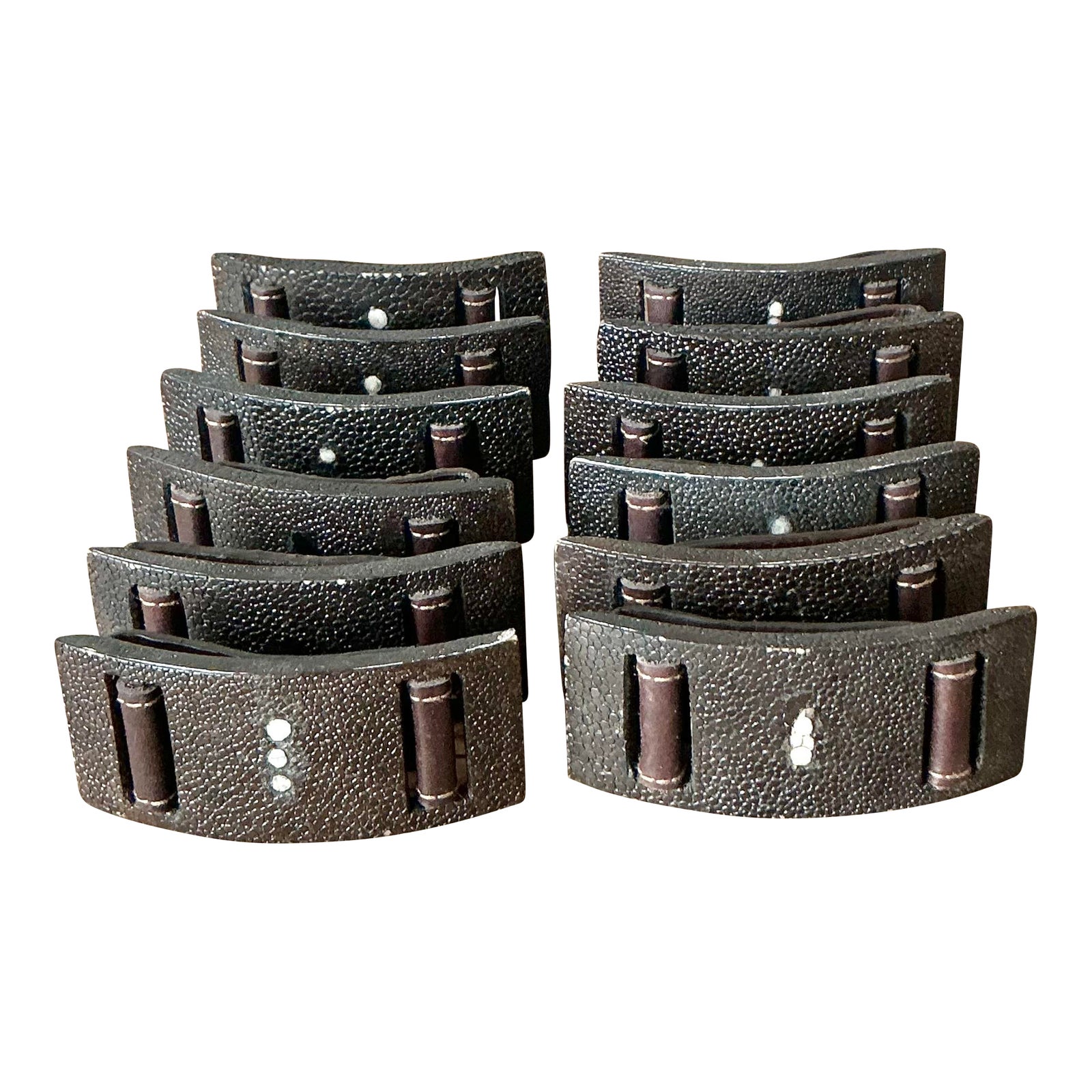 Vintage Boho Shagreen Napkin Rings - Set of 12