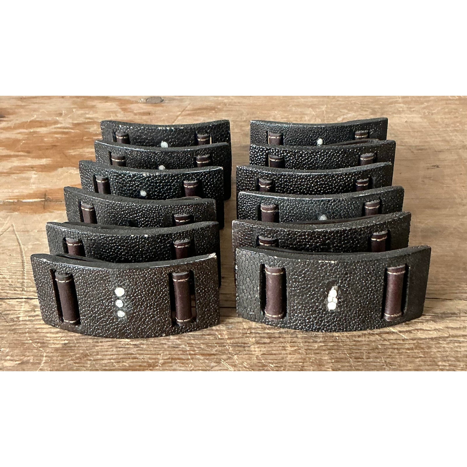 Vintage Boho Shagreen Napkin Rings - Set of 12 - Detail view
