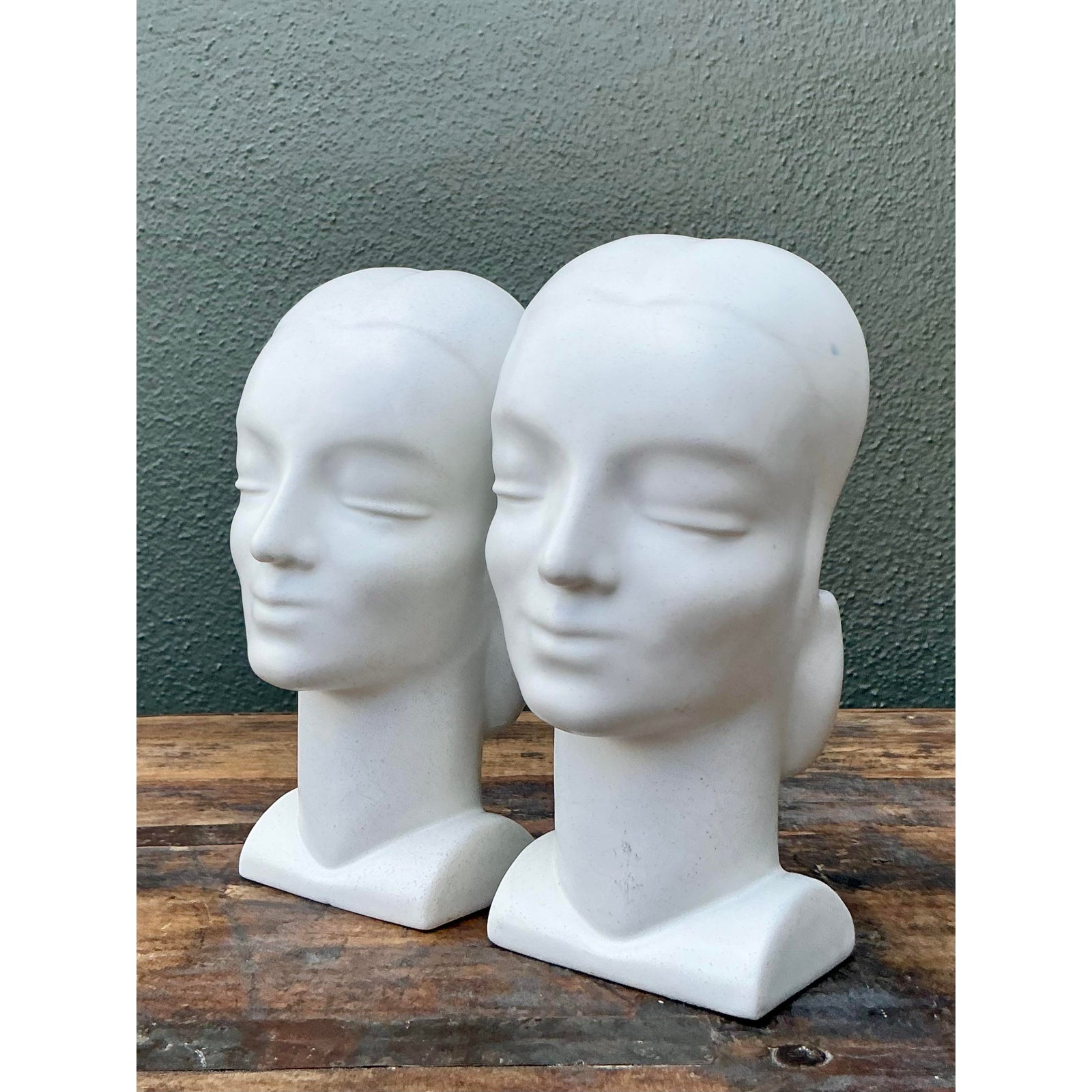 Vintage MCM Glazed Ceramic Wall Pockets. - Set of 2 - Back view