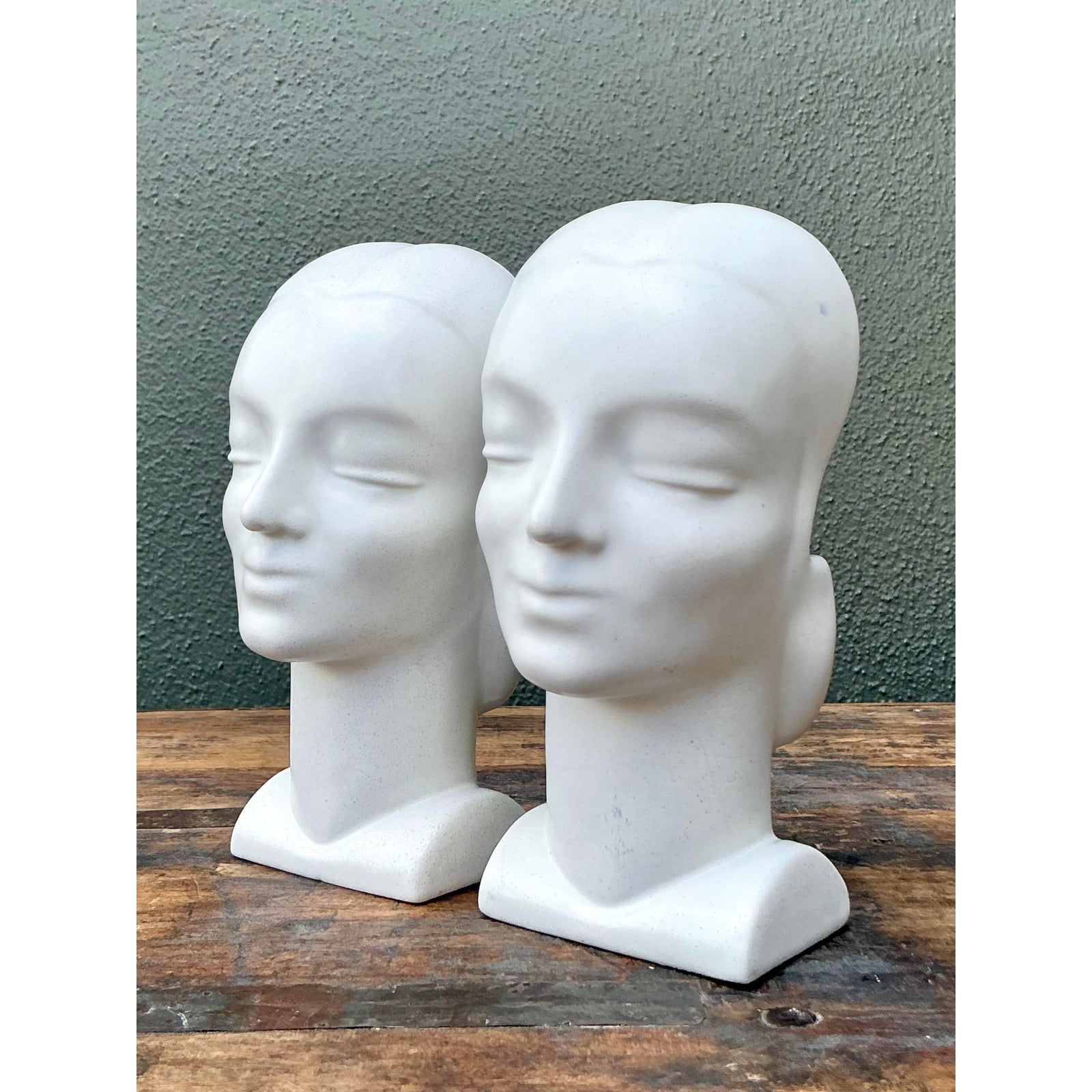 Vintage MCM Glazed Ceramic Wall Pockets. - Set of 2 - Top view