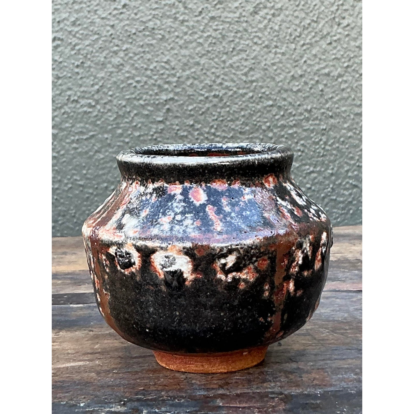 Vintage Boho Original Studio Pottery Small Vase - Back view