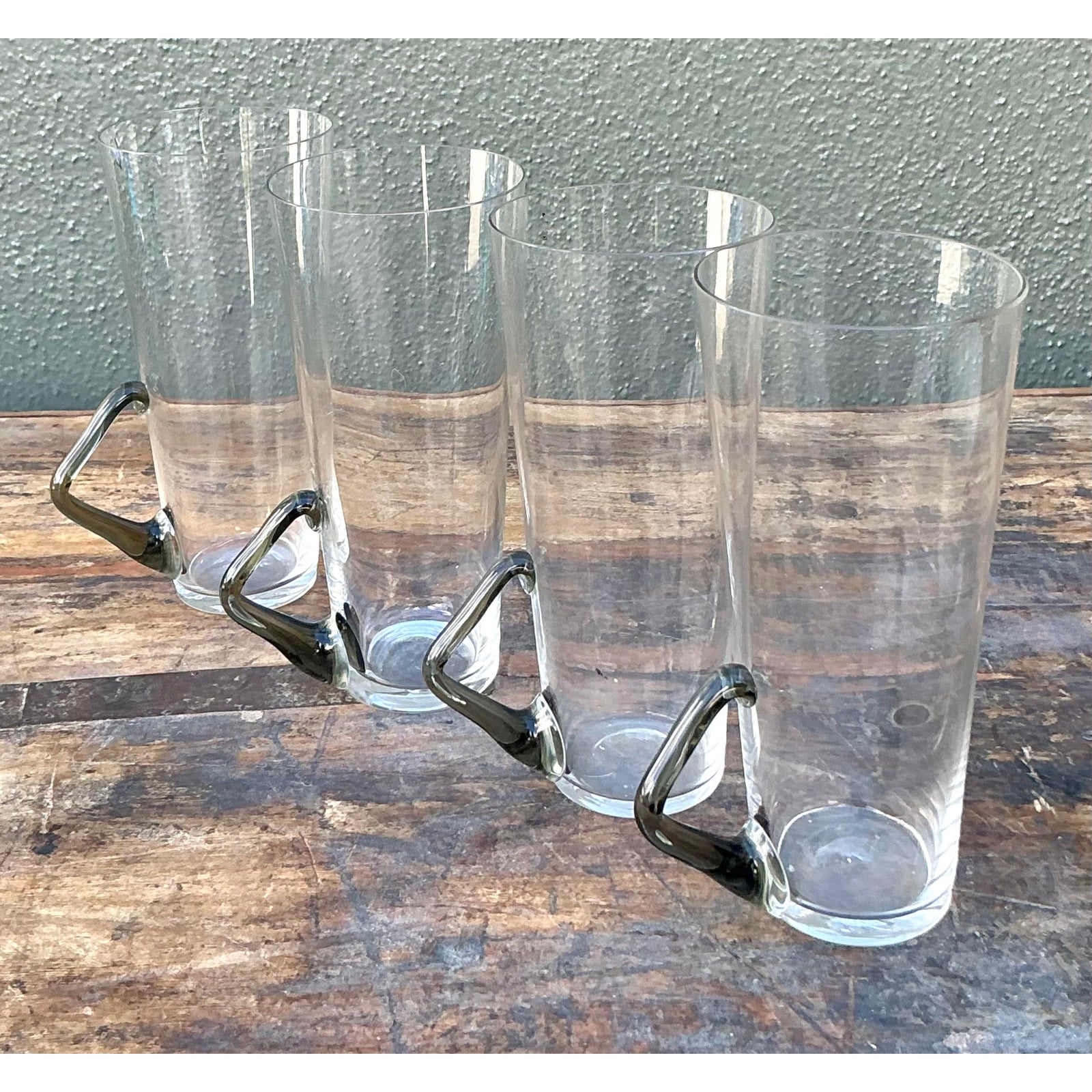 Vintage Boho Art Glass Highballs - Set of Four - Detail view