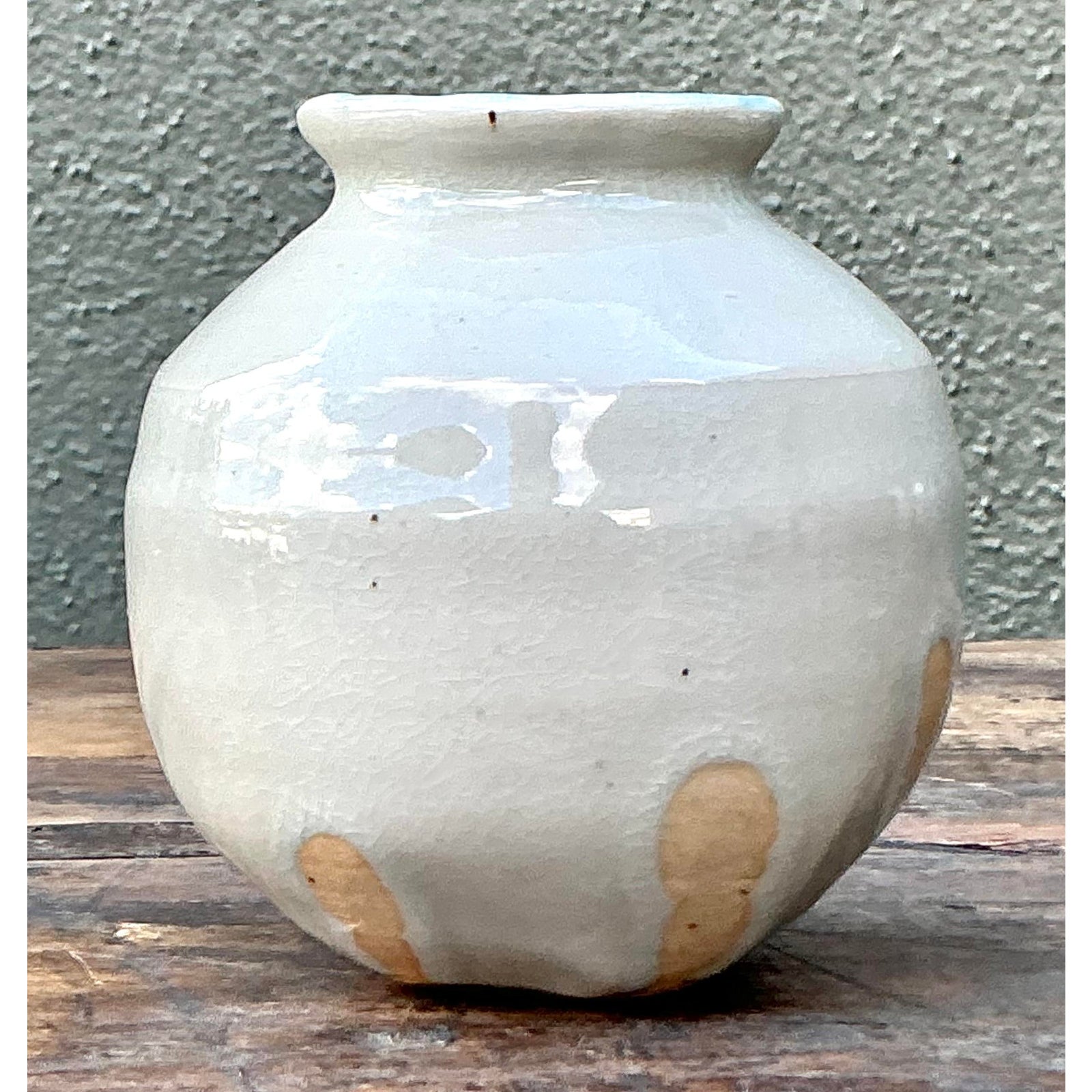 Vintage Boho Studio Pottery Small Vase - Top view