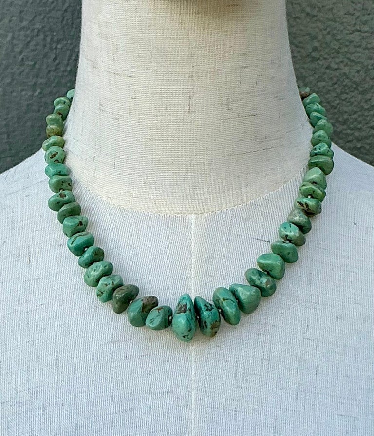 Vintage Turquoise Chunk Necklace - Detail view