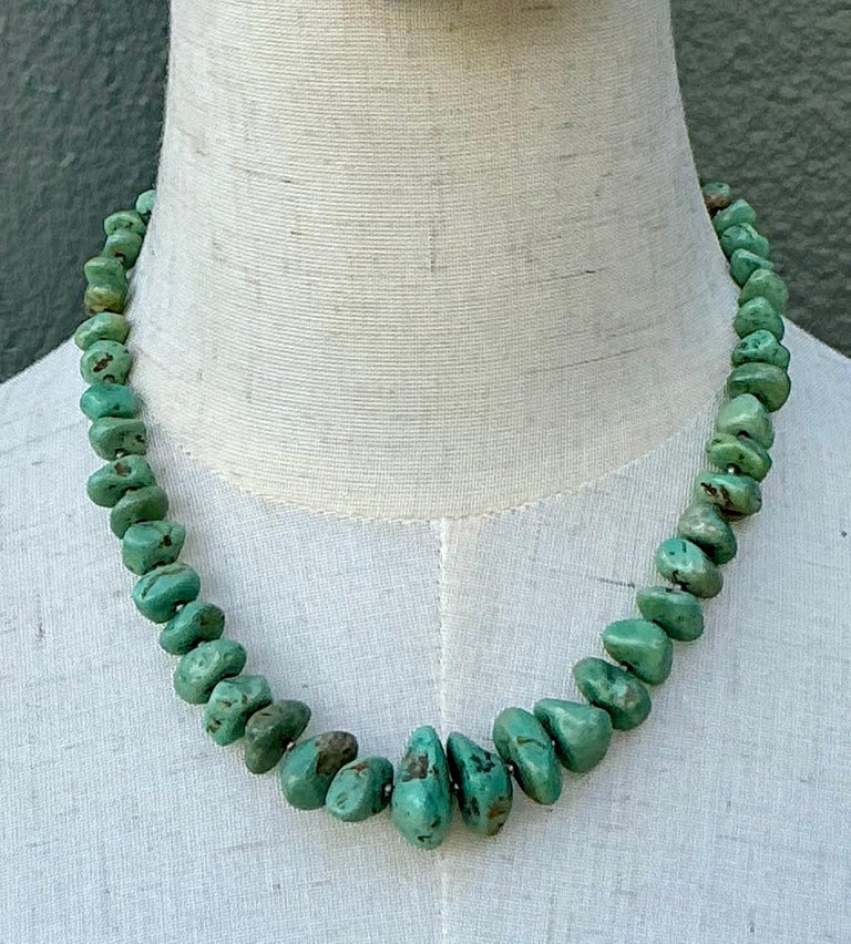 Vintage Turquoise Chunk Necklace - Side view