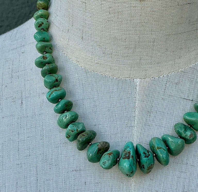 Vintage Turquoise Chunk Necklace - Top view