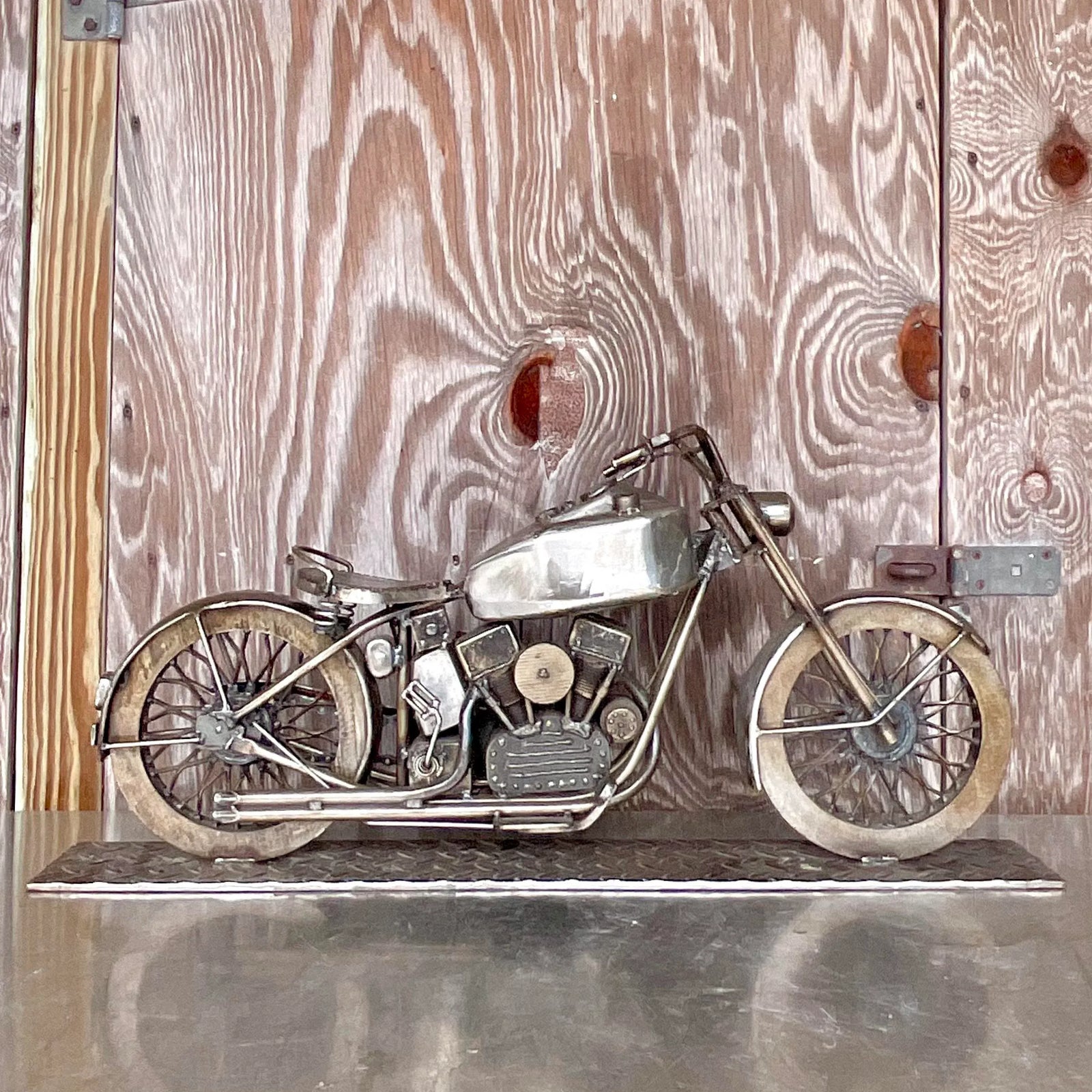 Vintage Motorcycle Sculpture - Detail view