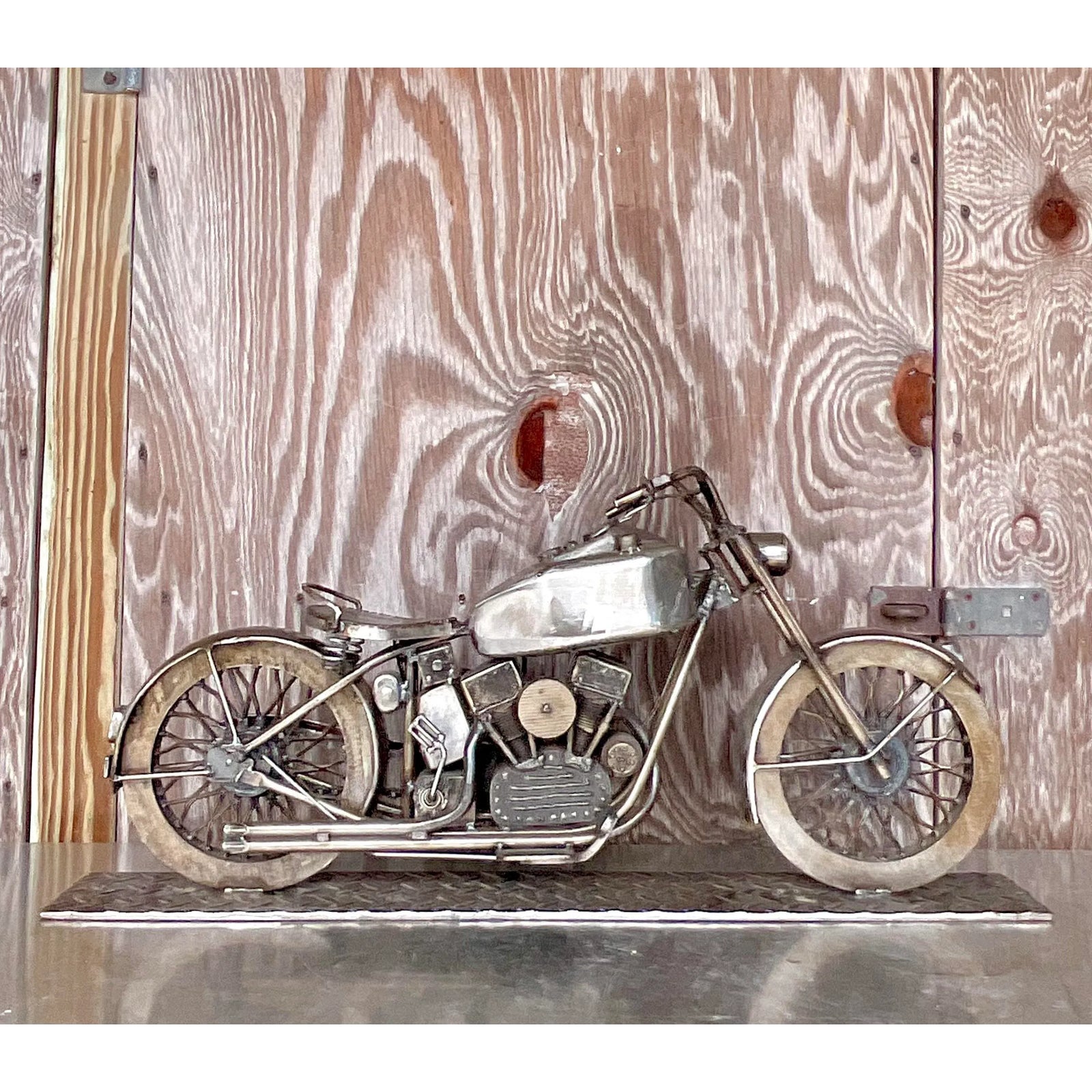 Vintage Motorcycle Sculpture - Side view