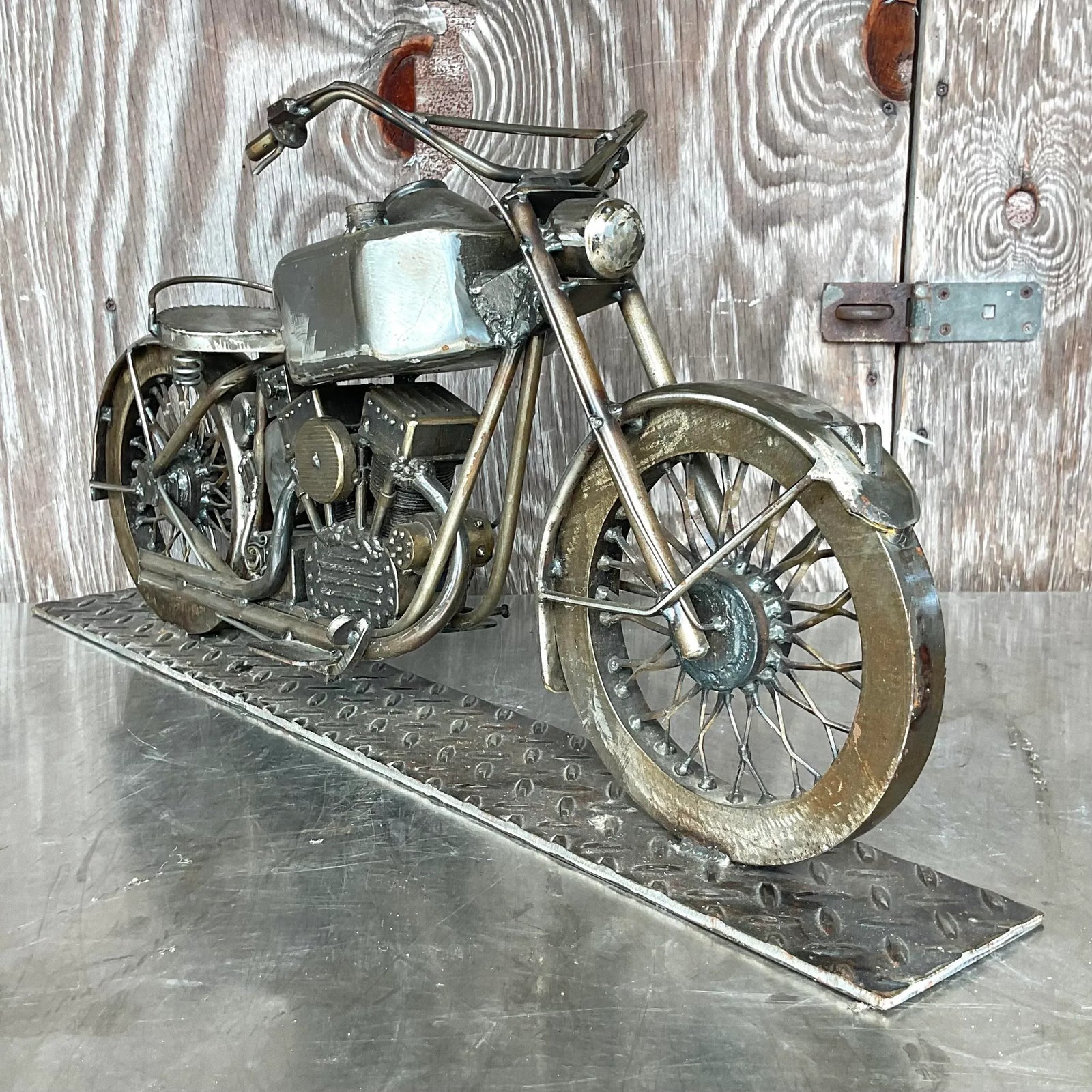 Vintage Motorcycle Sculpture - Back view
