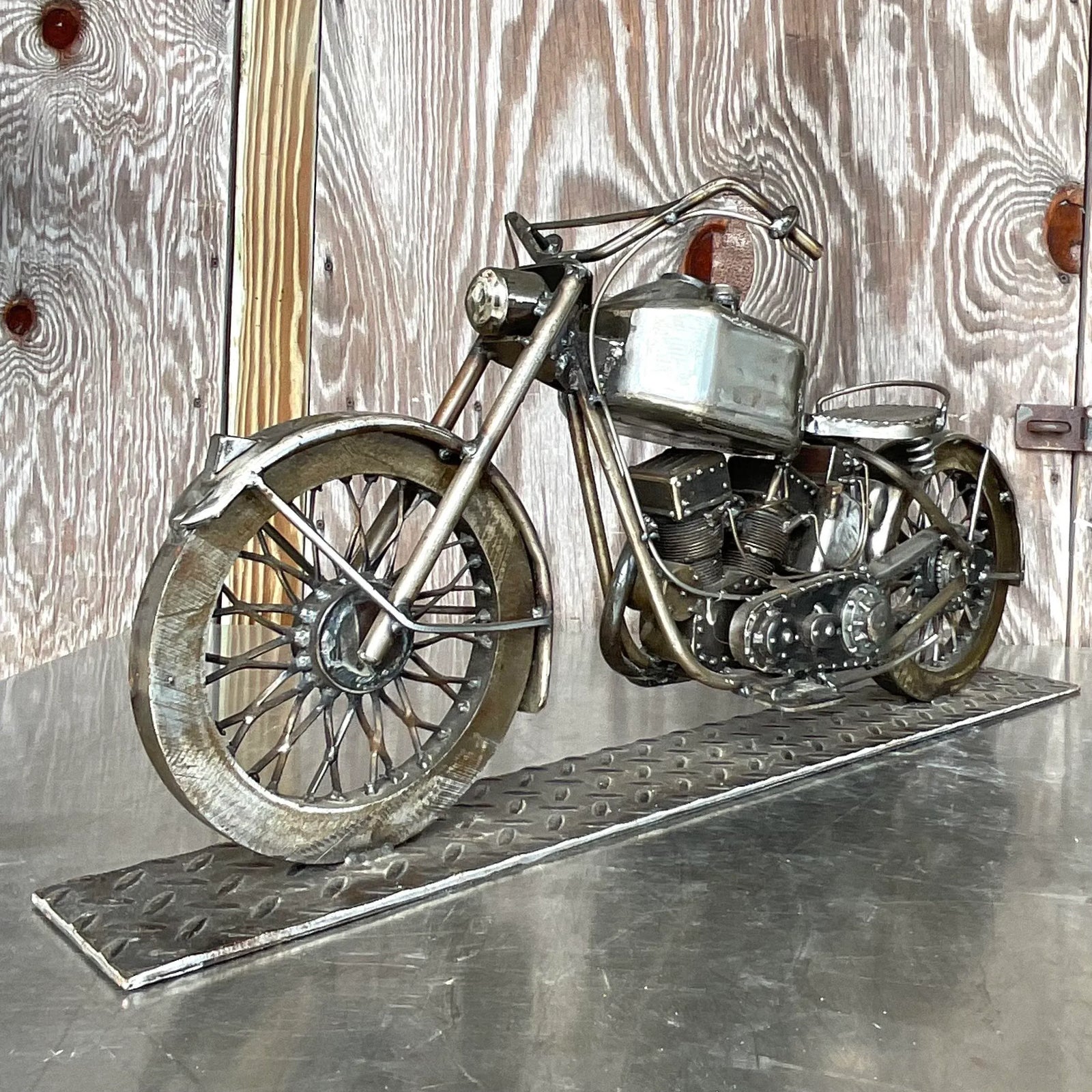 Vintage Motorcycle Sculpture - Top view