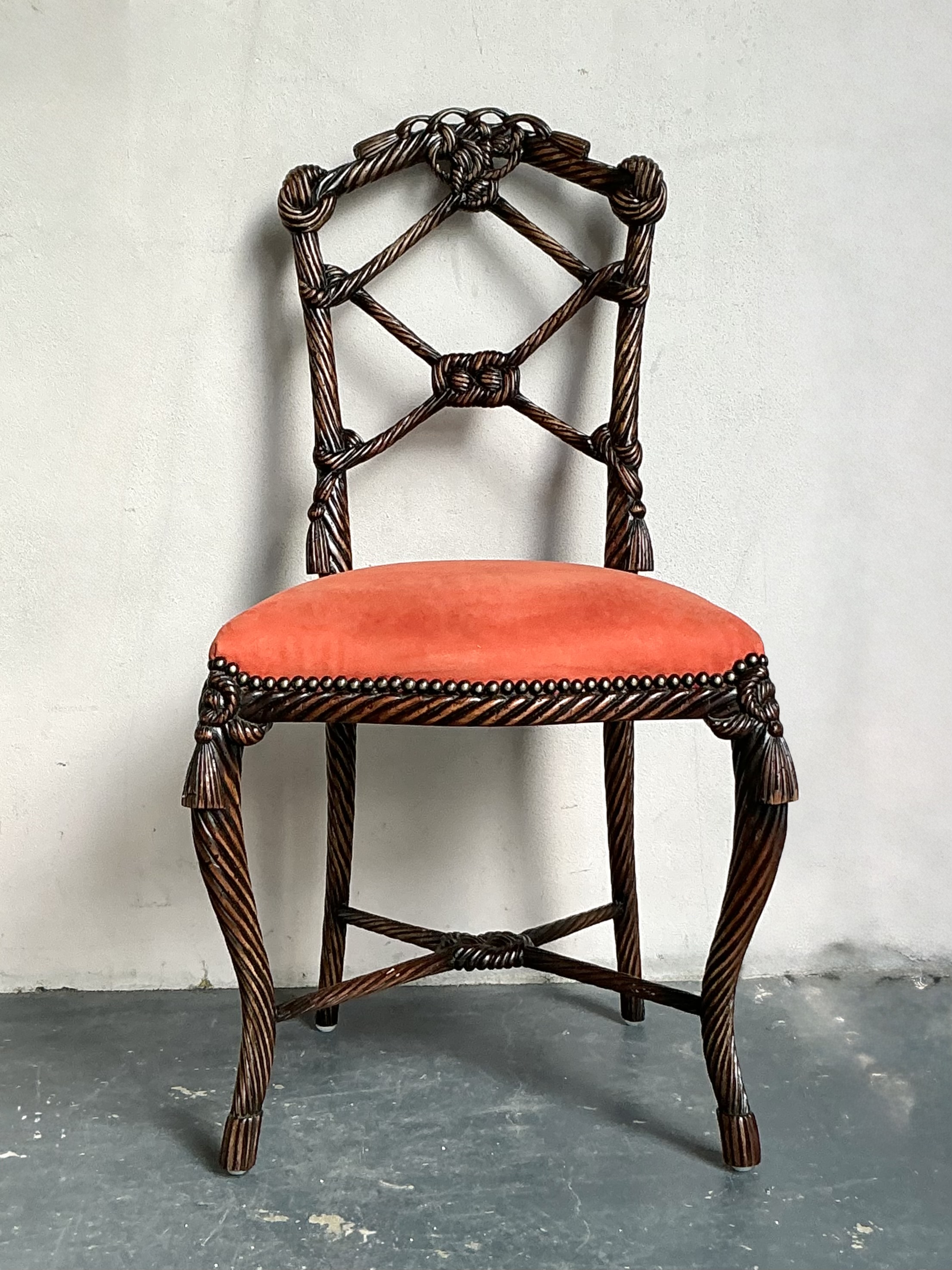 Vintage Regency Rope And Knot Side Chair - Detail view