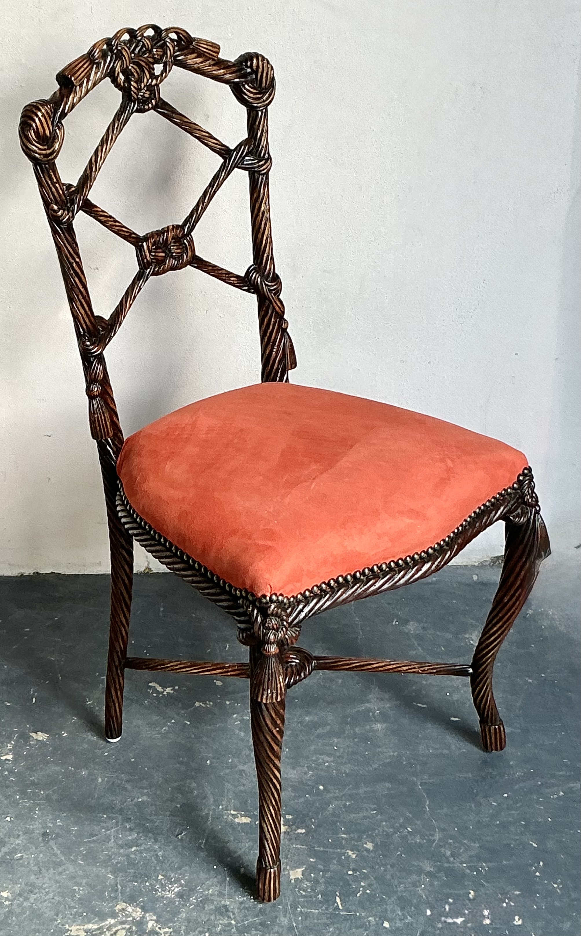 Vintage Regency Rope And Knot Side Chair - Back view