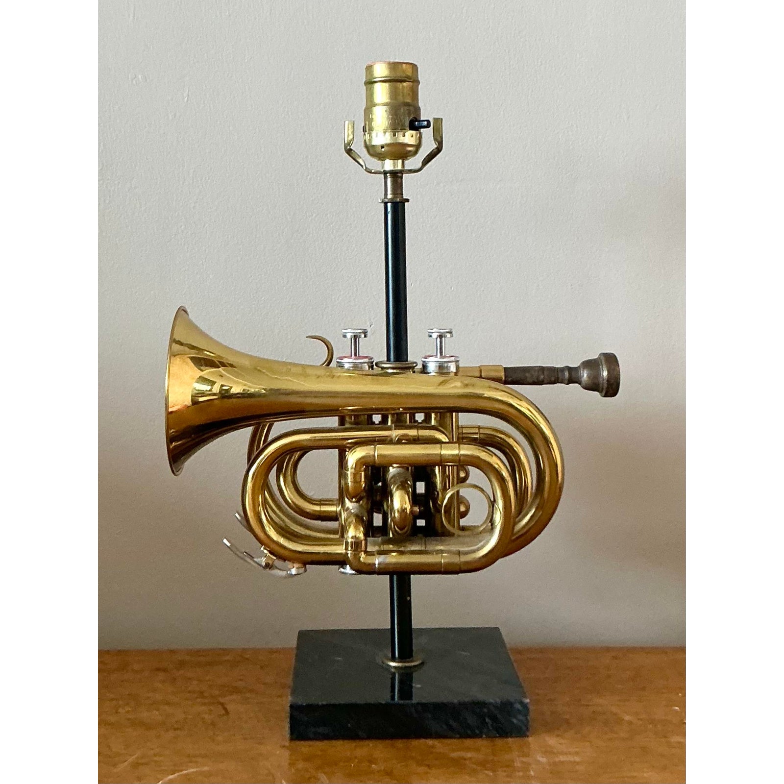 Vintage Boho Original Trumpet Lamp - Side view