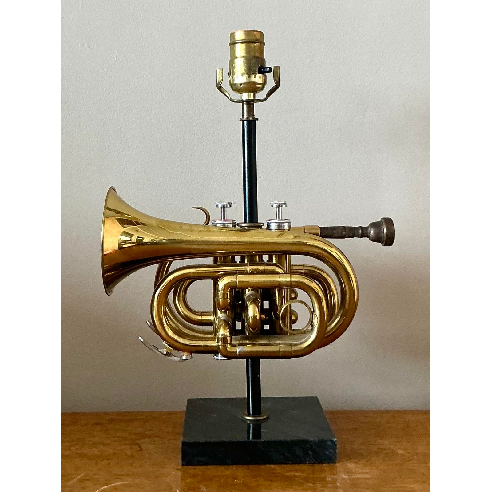 Vintage Boho Original Trumpet Lamp - Back view