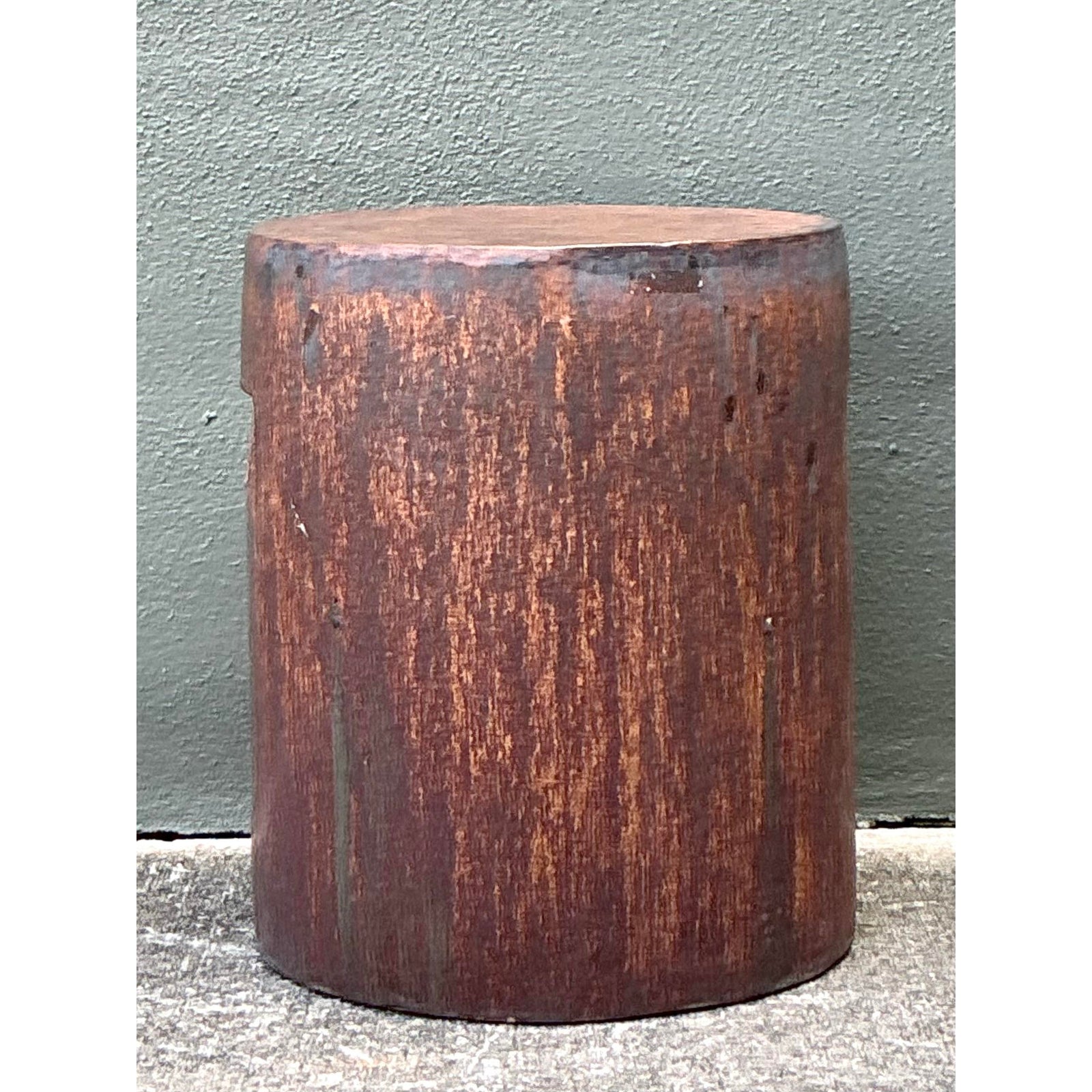 Vintage Boho Matte Glaze Low Stool - Top view