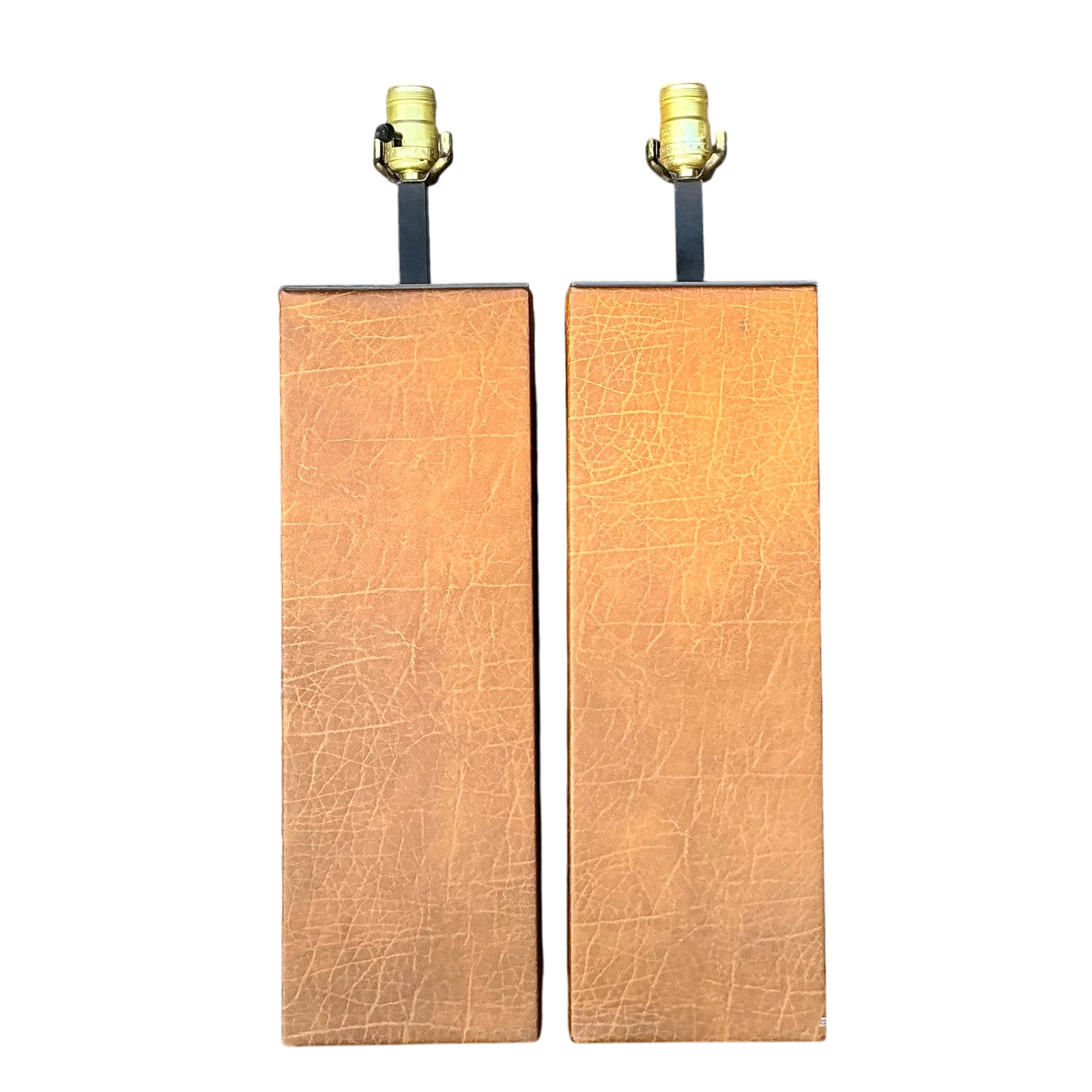 Vintage Boho Wrapped Leather Lamps - a Pair