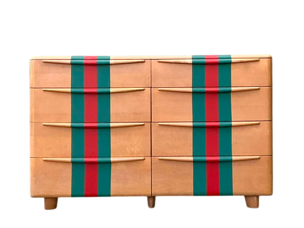 Vintage Boho MCM Heywood-Wakefield Racing Stripe Dresser