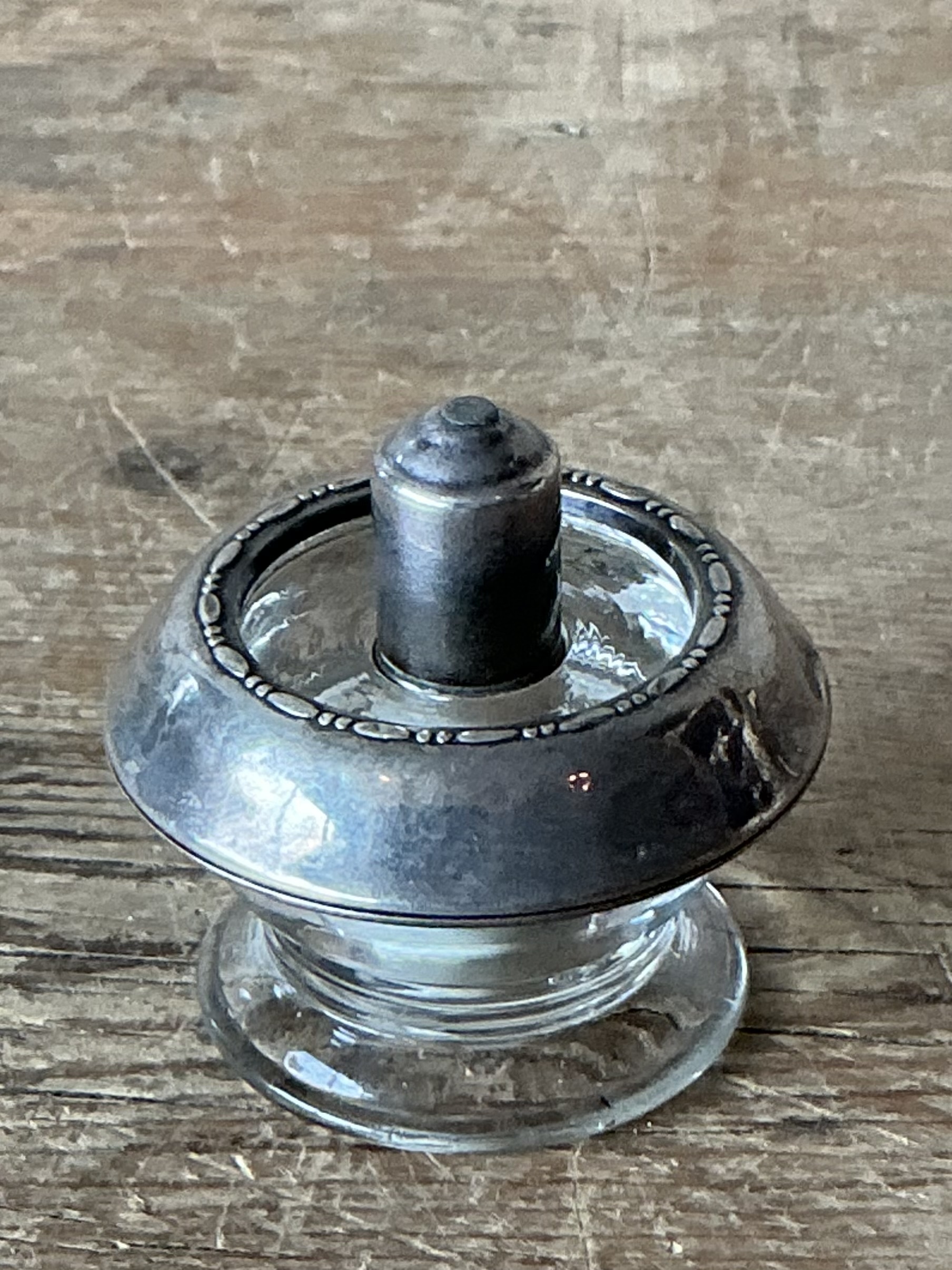 Vintage Boho Sterling Silver & Glass Table Lighter - Back view