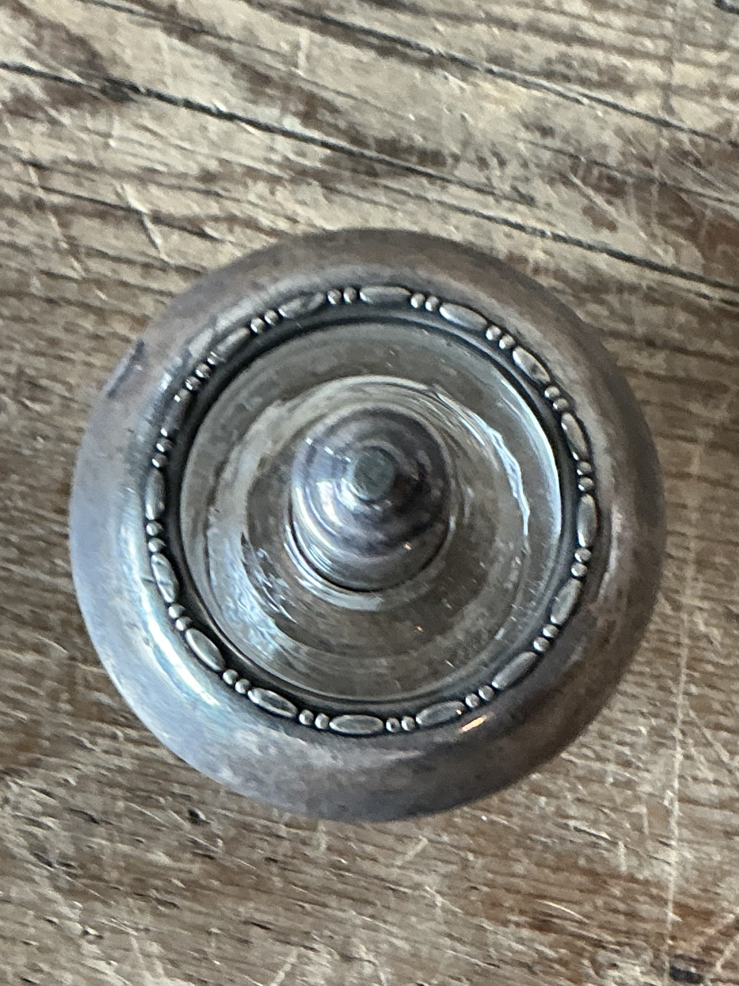 Vintage Boho Sterling Silver & Glass Table Lighter - Top view