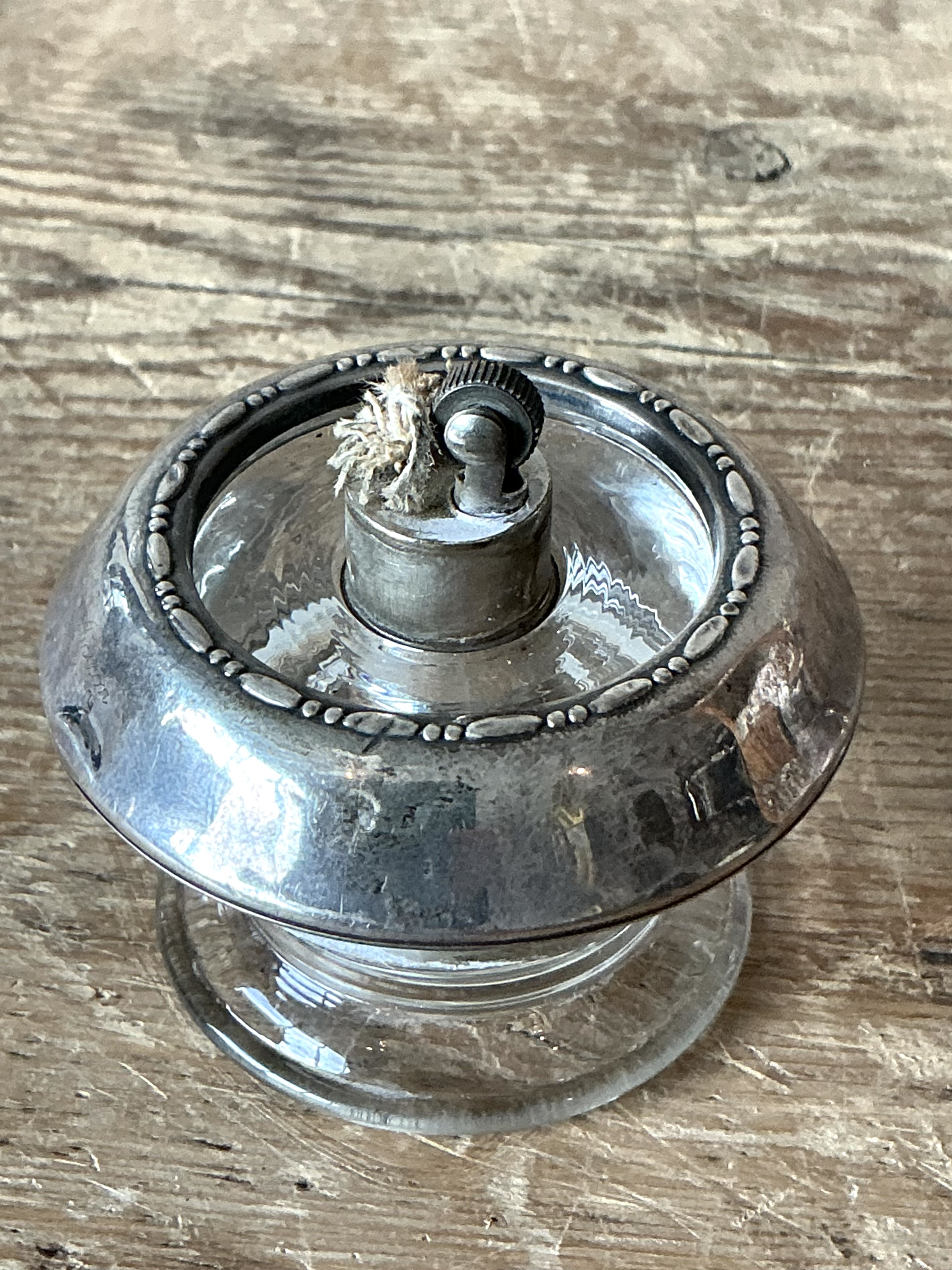 Vintage Boho Sterling Silver & Glass Table Lighter - Side view