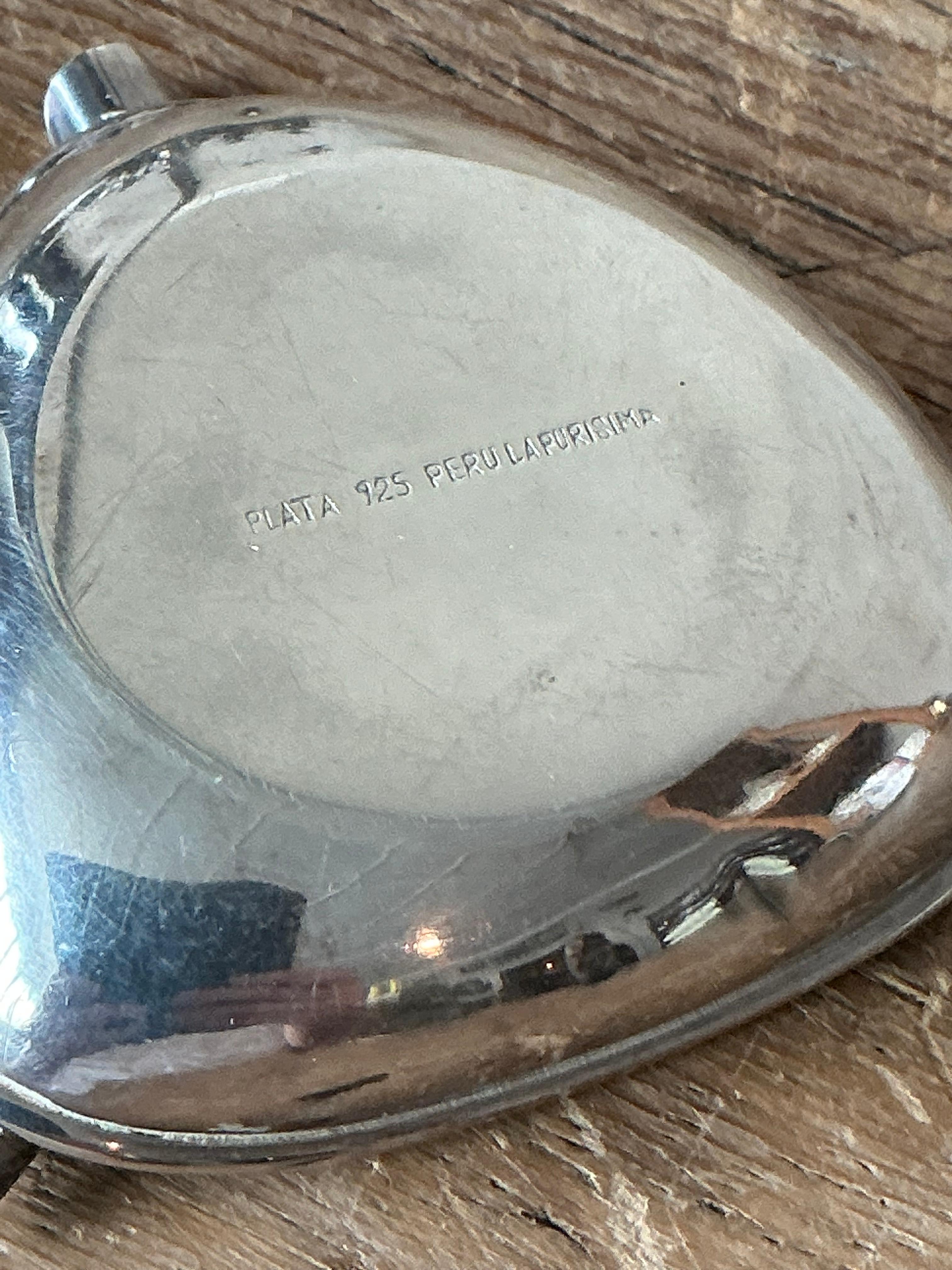 Vintage Boho Silver Incan Ash Tray - Top view
