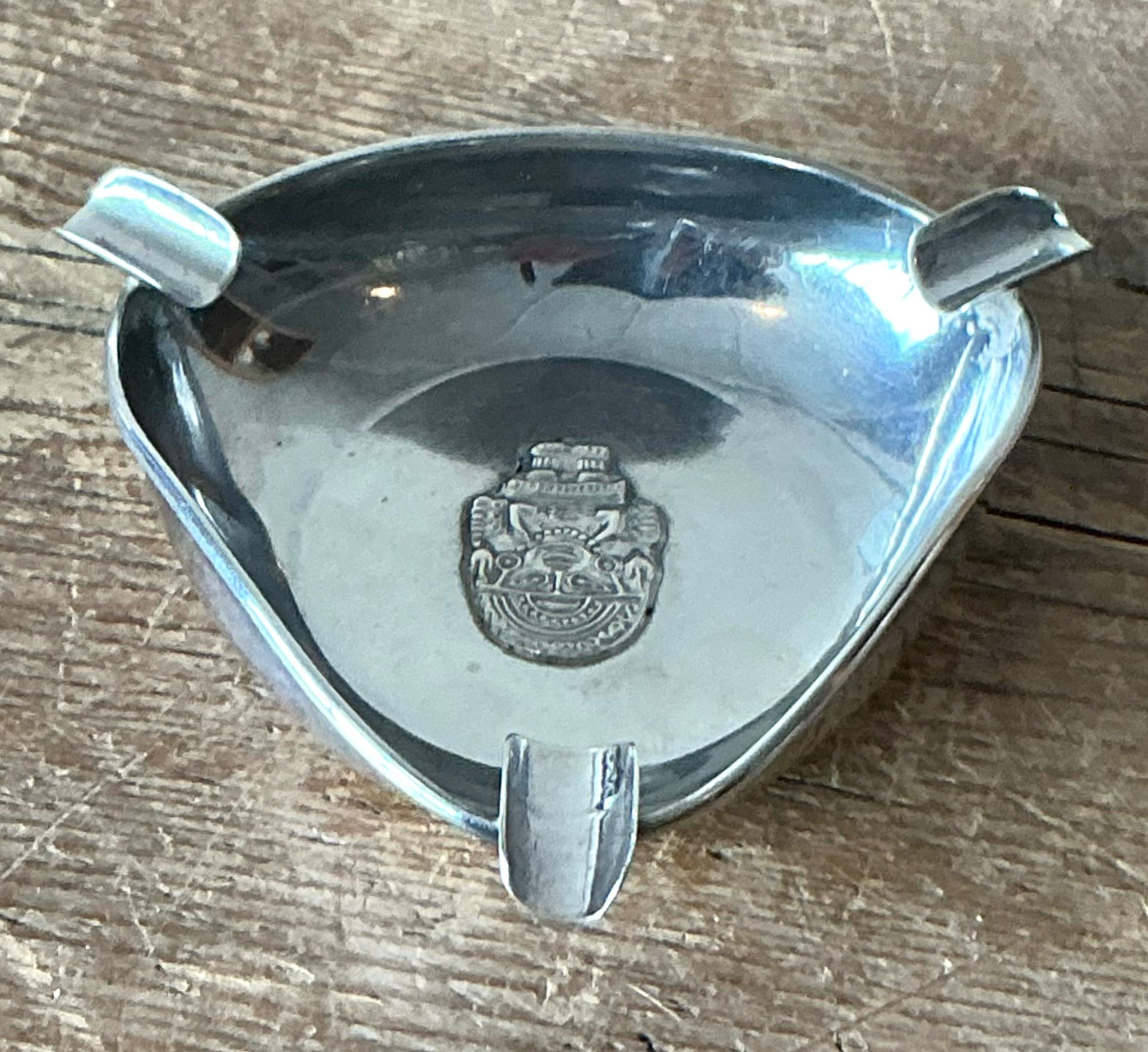 Vintage Boho Silver Incan Ash Tray - Detail view